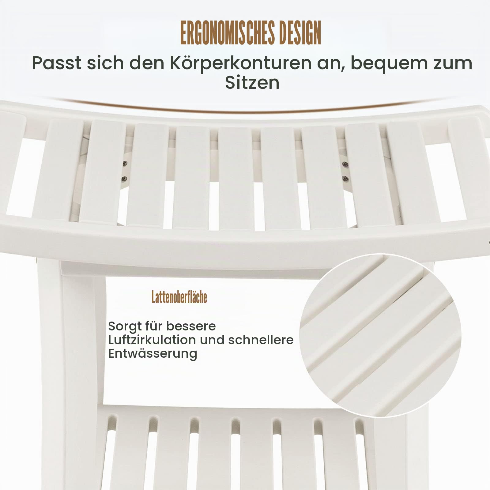 LIFEZEAL Duschbank mit 2 Etagen, Bad Sitzbank&Duschhocker, Duschstuhl Badezimmer 150kg belastbar, Multifunktionale Badesitz, Duschsitz Weiß