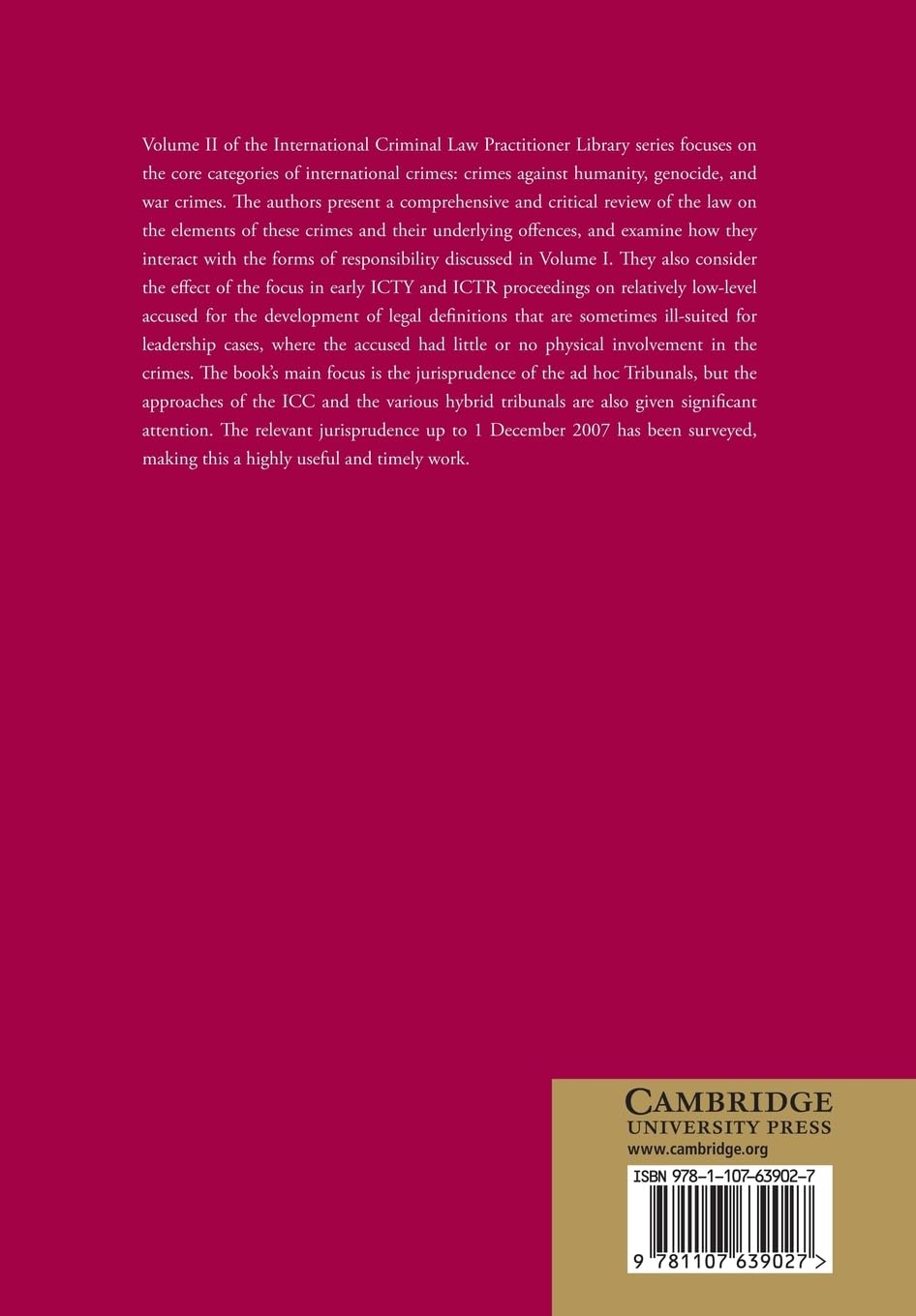 International Criminal Law Practitioner Library: Volume 2, Elements of Crimes under International Law