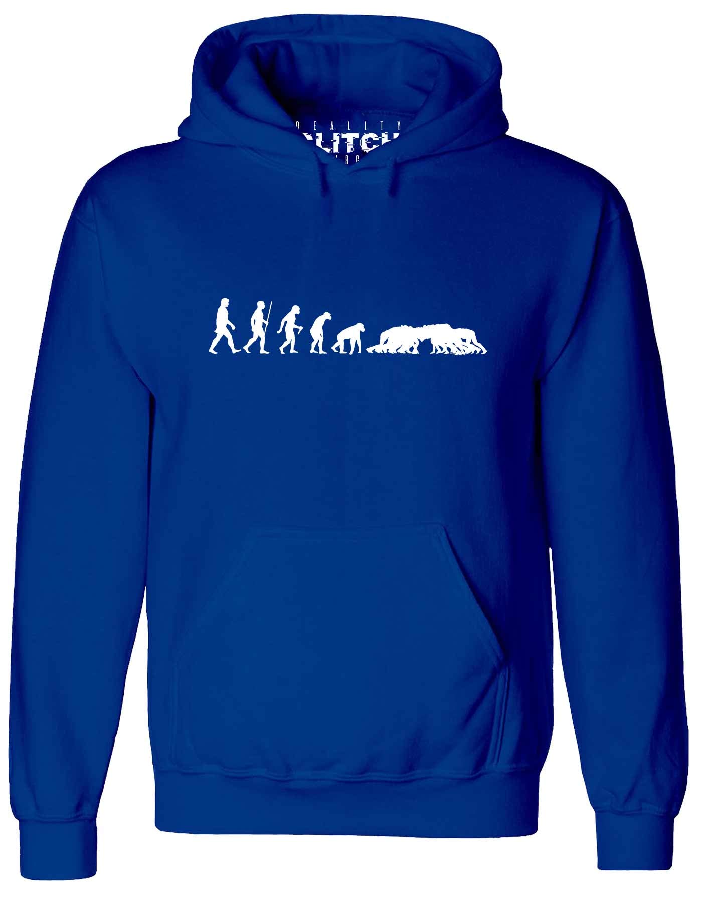 Reality Glitch Men's Royal Blue Evolution Of Rugby Hoodie