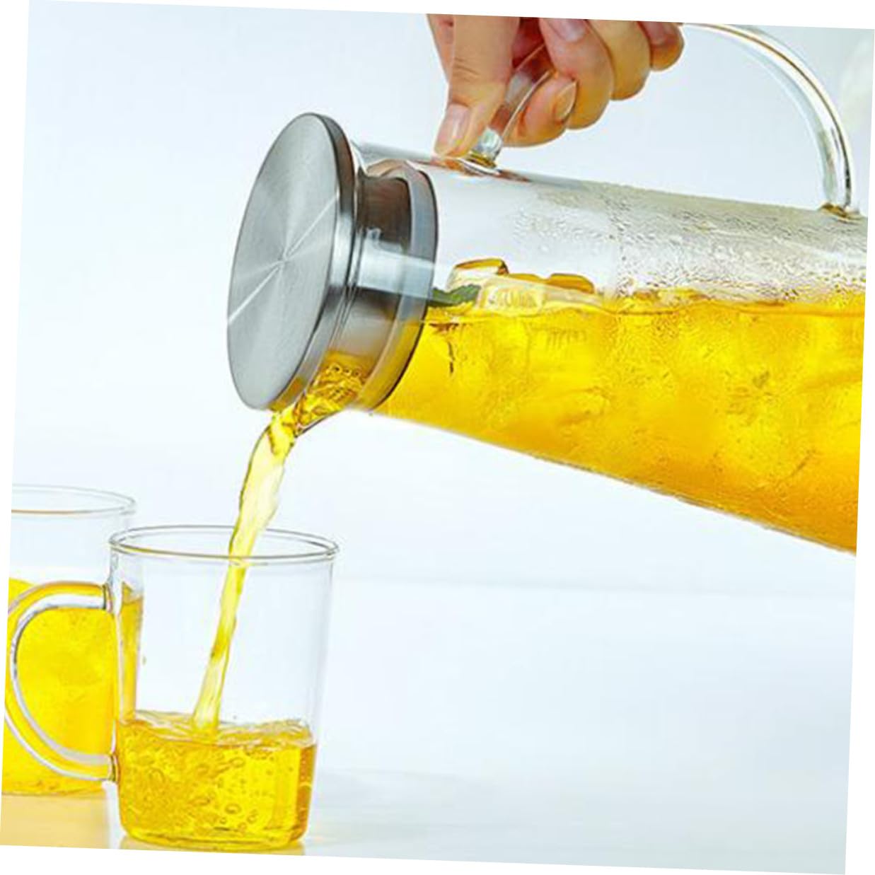 SOLUSTRE 1pezzi Bottiglia Acqua Grande Capacità per Uso Domestico Cucina Tè Trasparente Vetro Borosilicato Sicuro Sano Resistente Deformazioni Rotture