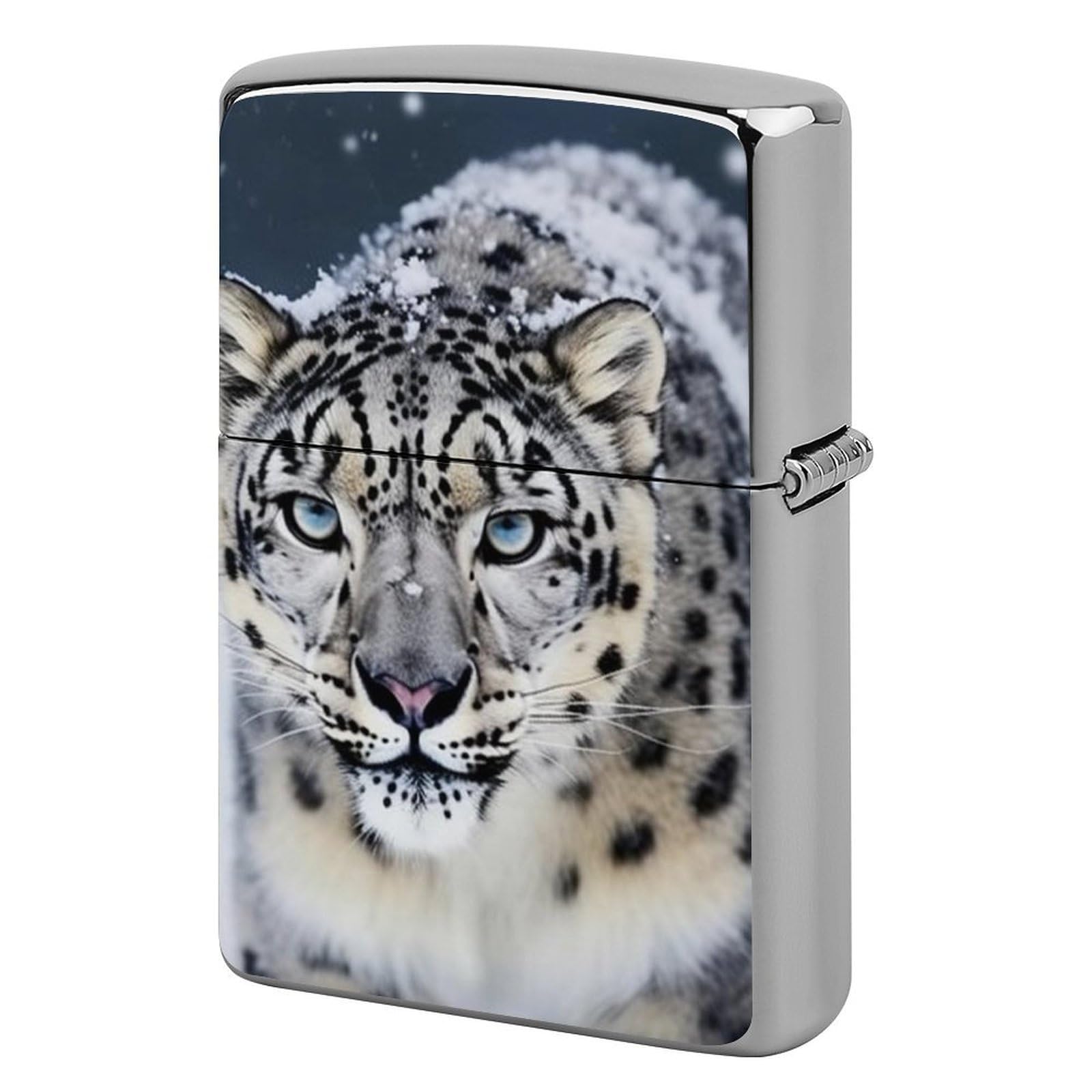 Blue Eyed Snow Leopard Lighter Cover for Men, Personalized Lighter Case for Birthday Gift, Flip-Top Lighters Protective Cover, Portable Lighters Shell for Outdoor, Travel