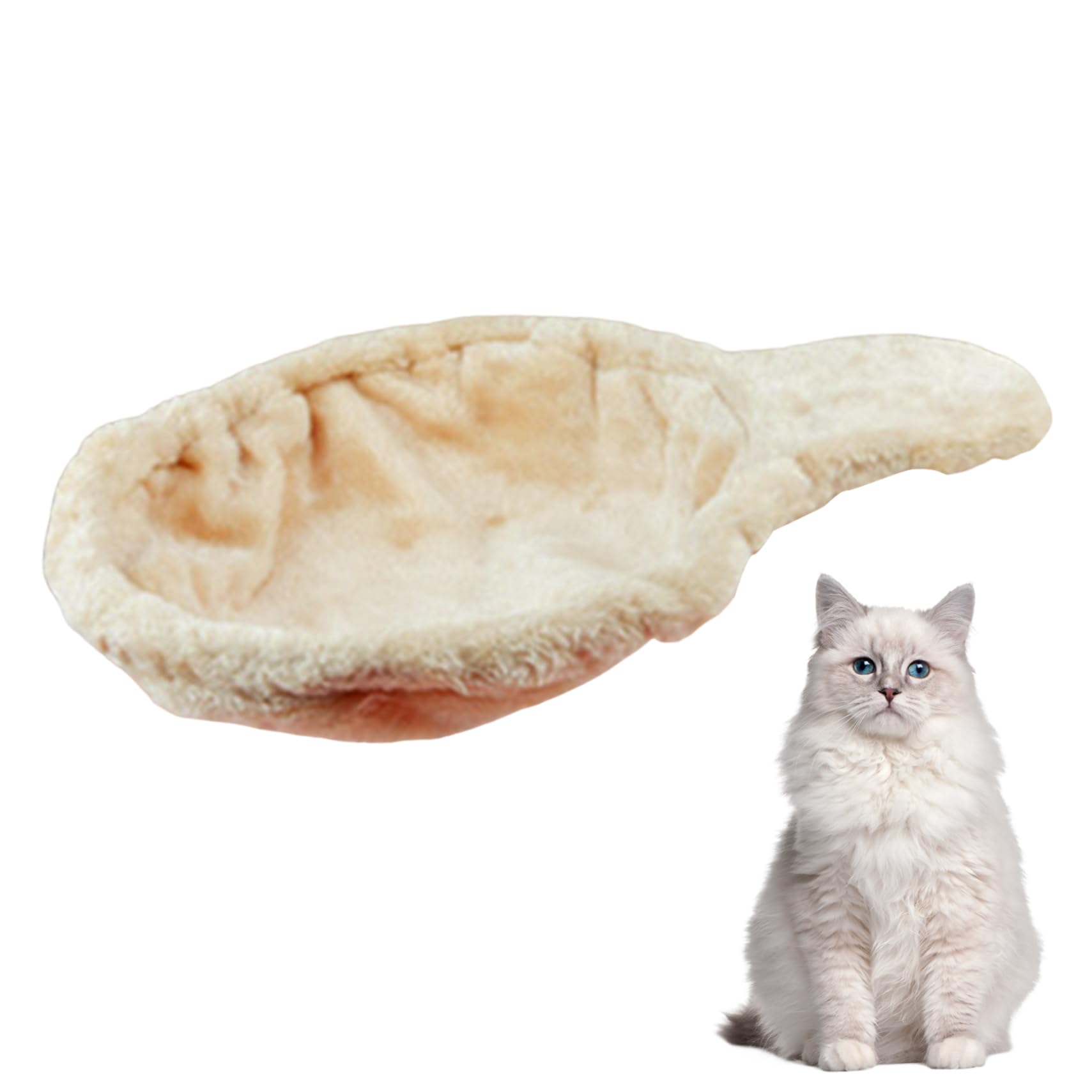 Cat Hammock Cat Basket 17in Dia. Spoon-Shape Large Cat Tree Hammock Soft Scratch-Proof Cat Tree Replacement Parts Washable Cat Tree Attachments Beige