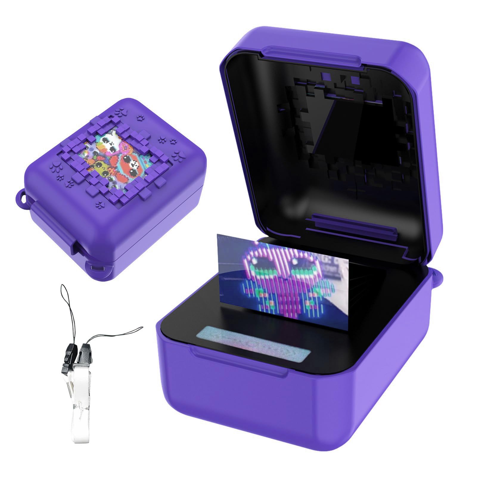 StyleBoon Silicone Cover Case for Bitzee Interactive Toy Digital Pet and Case, Protective Container for AA Batteries and Other Accessories (Box Only), Purple