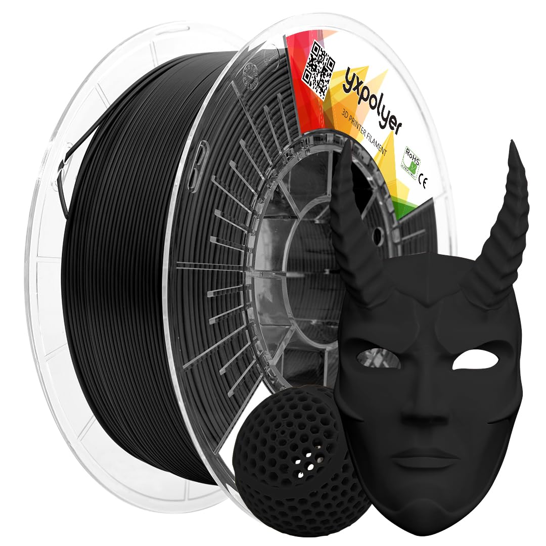 YXPOLYER Elastyczny filament PLA do druku 3D, 1,75 mm, 1 kg, czarny, do drukowania bezpowietrznych balonów do koszykówki o wysokiej elastyczności