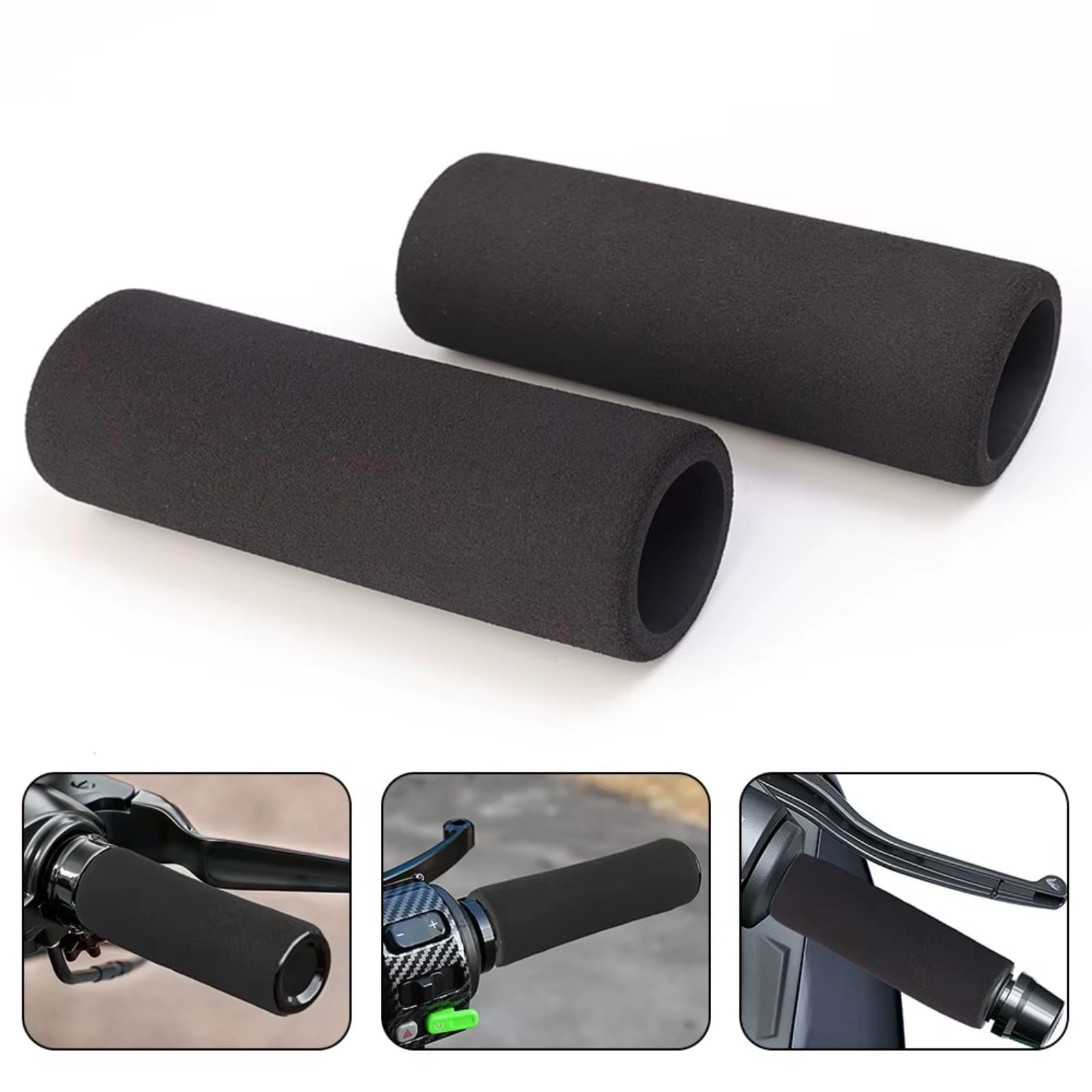 Moto Fundas manillar Para Yamaha Cubiertas Manillar Moto Funda Mango Esponja Antideslizante | Fundas Manillar Moto Funda Antideslizante Mango Esponja Absorbente Vibraciones Funda Espuma Suave(2pcs Black)