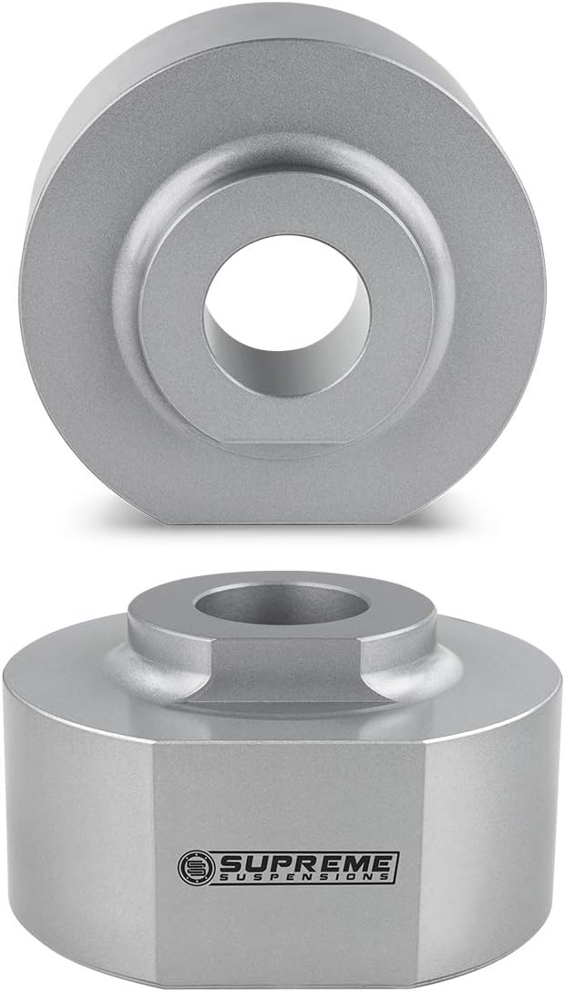 Supreme Suspensions - 2" Front Leveling Kit for 1981-1996 Ford F150 / 1983-1996 Ford Ranger 4WD T6 Billet Aluminum Spring Spacers with 5/8" Stud Extenders (Silver)