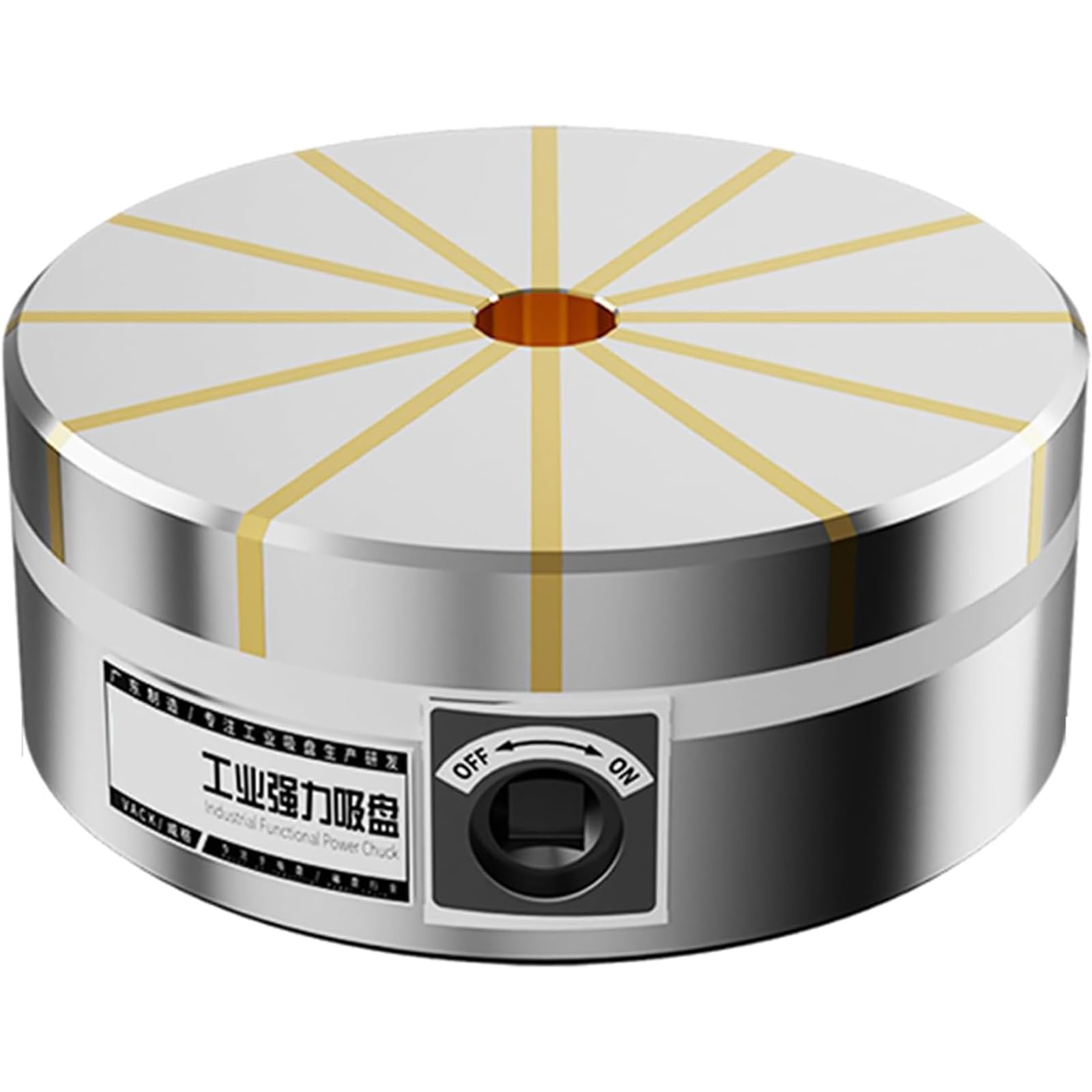 Adtzpc Round Permanent Magnetic Chuck, 5" Fine Pole Heavy Duty Power With Mechanical Switch, 160N/cm² Holding Force & No Power Required, for Grinding Machine, Magnetic Workpieces