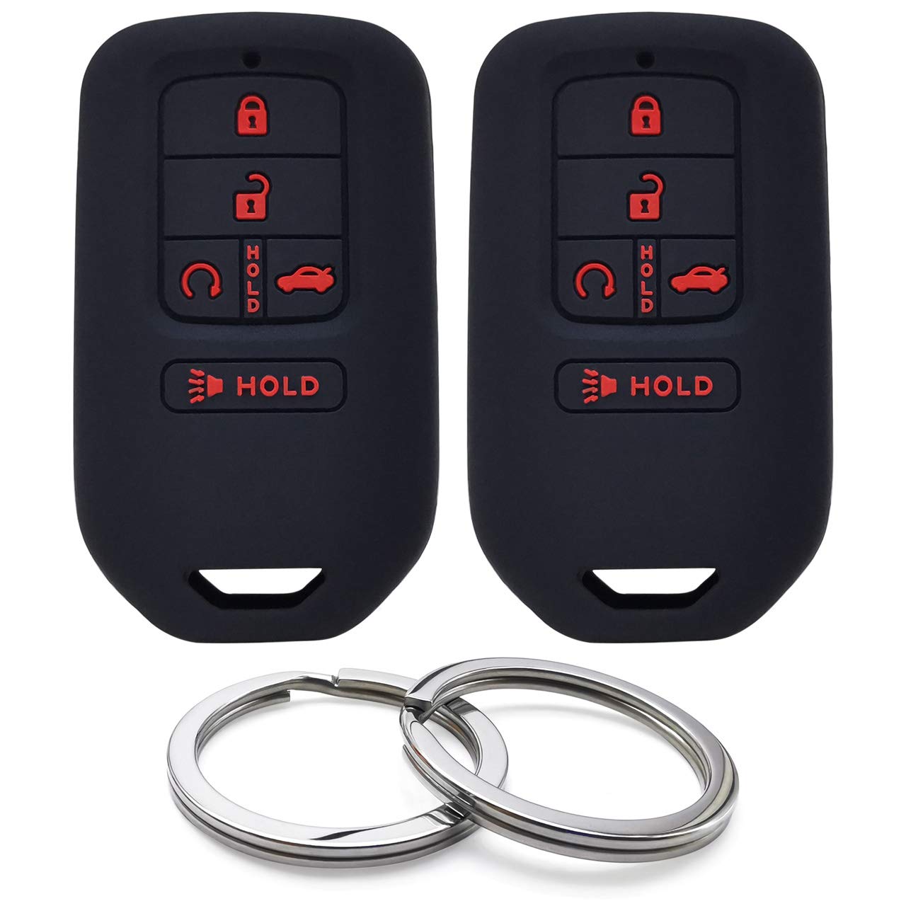 GFDesign 2Pcs Silicone 5 Buttons Key Fob Cover Remote Case Keyless Protector Compatible with 2015 2016 2017 2018 2019 Honda Accord Civic CR-V CRV Pilot EX-L Touring