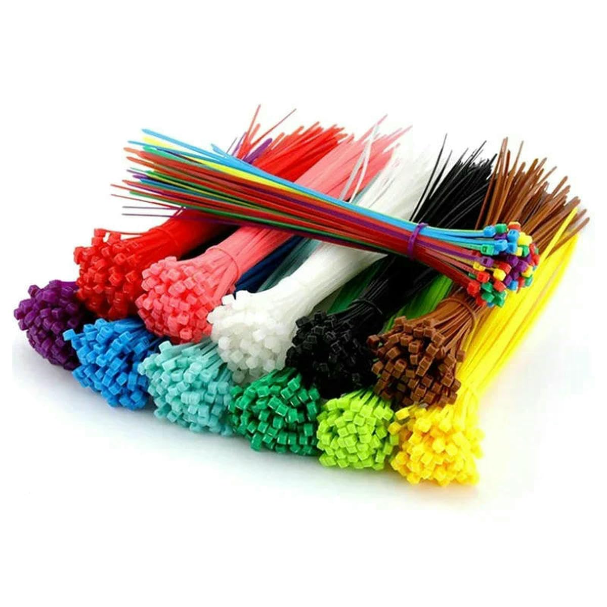 100pcs Self Locking Nylon Cable Ties 100/150/200mm Zip Wire Binding Wrap Straps Cable Fasten Organiser Multicolour-White-3x100mm