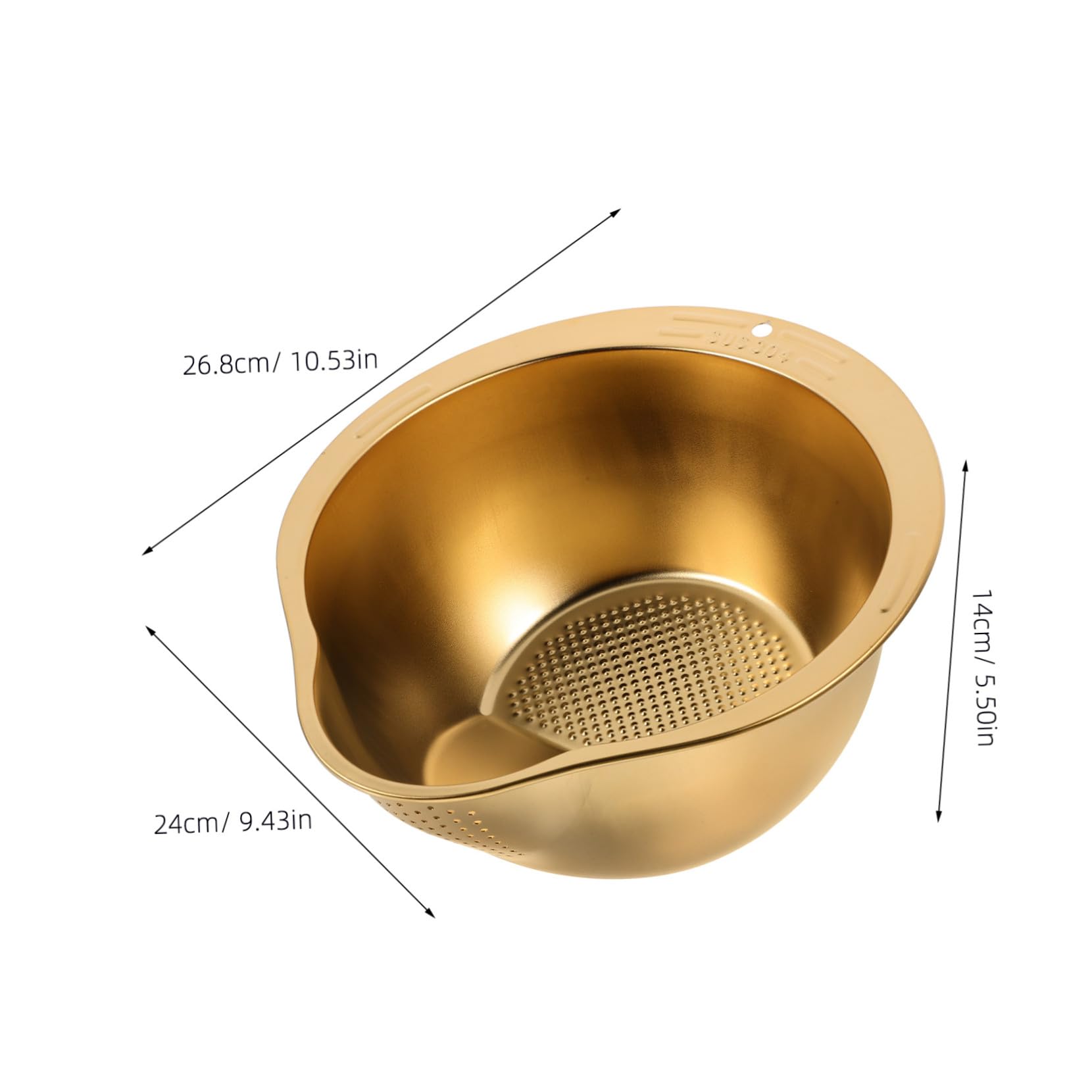 TOYANDONA Colador Multi-funcional y Elegante de Acero Inoxidable Dorado para Lavar Arroz Práctico Recipiente para Escurrir para Cocina Diaria