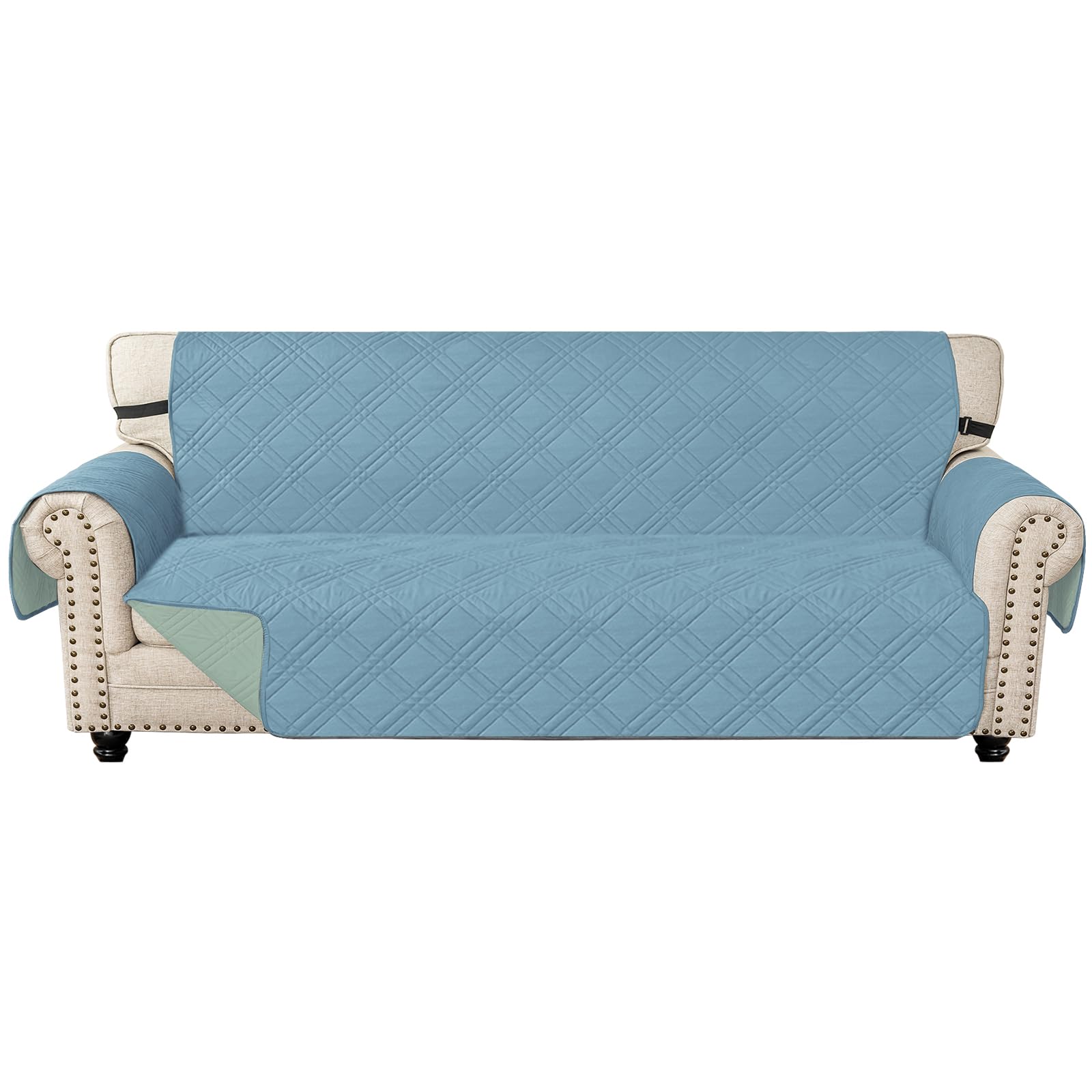 Ystyle Funda Sofa 4 Plazas, Fundas para Sofa Reversible, Cubre Sofa Antideslizante, Protector Sofa Antimanchas Lavable, Sofa Cover Antiarañazos Anti Gatos, Fundas Sofa, Azul Claro + Verde Claro Global Recycled Standard Global Recycled Standard Global Recycled Standard