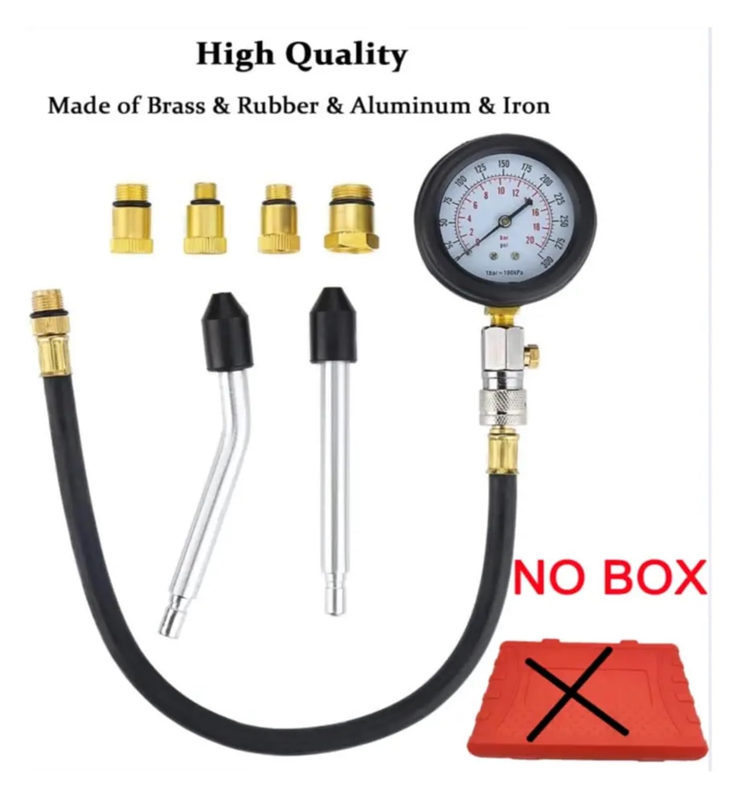 Manometro, Kit for tester di compressione del cilindro del motore da 8 pezzi Kit for test a pressione del motore a gas di compressione del cilindro a strumentazione for strumenti automobilistici