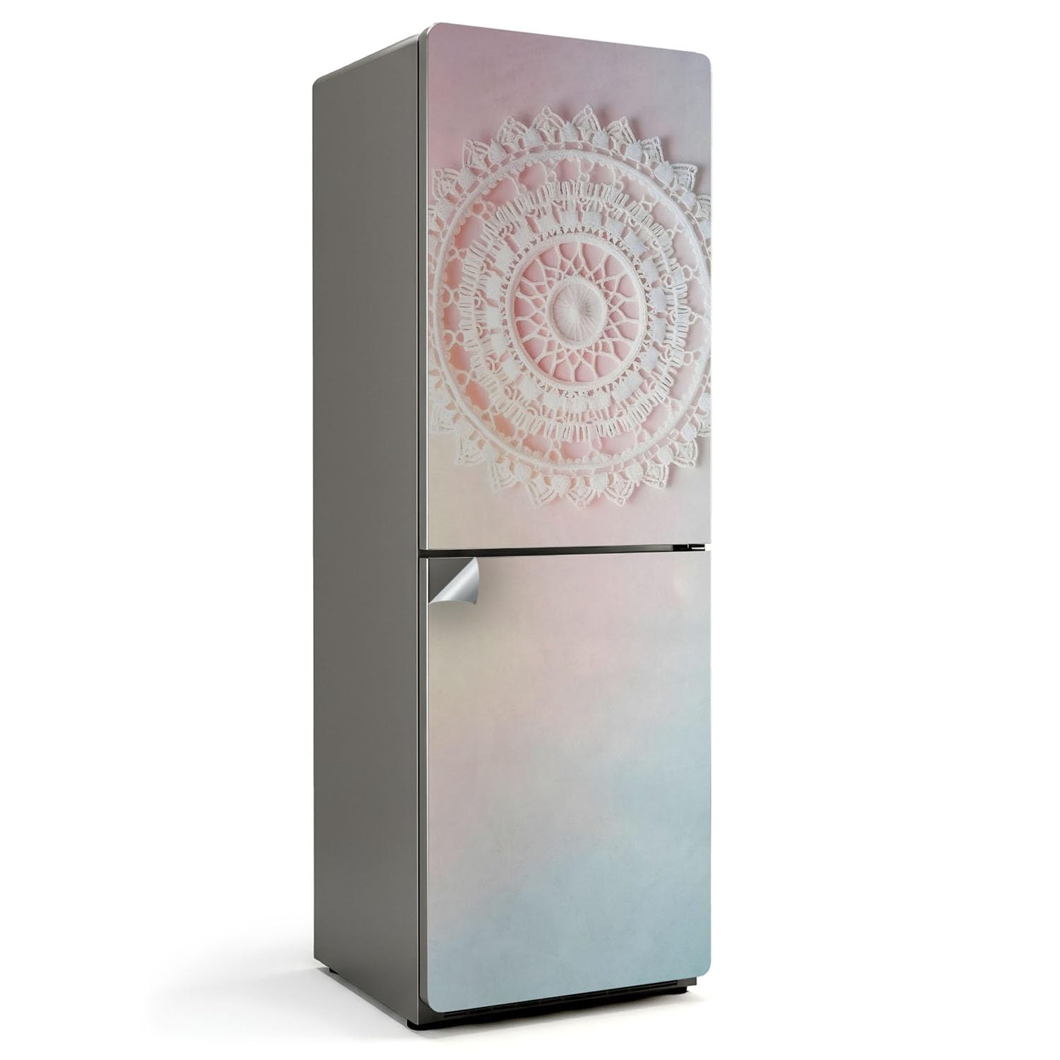 Sticker réfrigérateur 60x180 cm dentelle blanche pour habillage et protection de porte