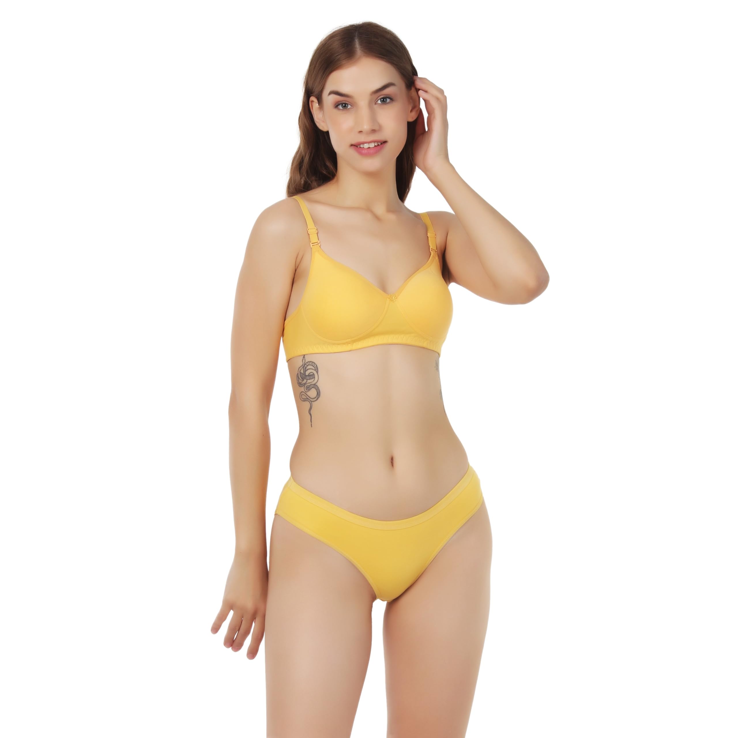 Non Padded Bra Panty Set - Made of Pure Cotton Full Coverage Non Wired Seamless Pushup Soft Cup for T-Shirt Saree Dress Sports Garment for Daily Use Everyday-image-14