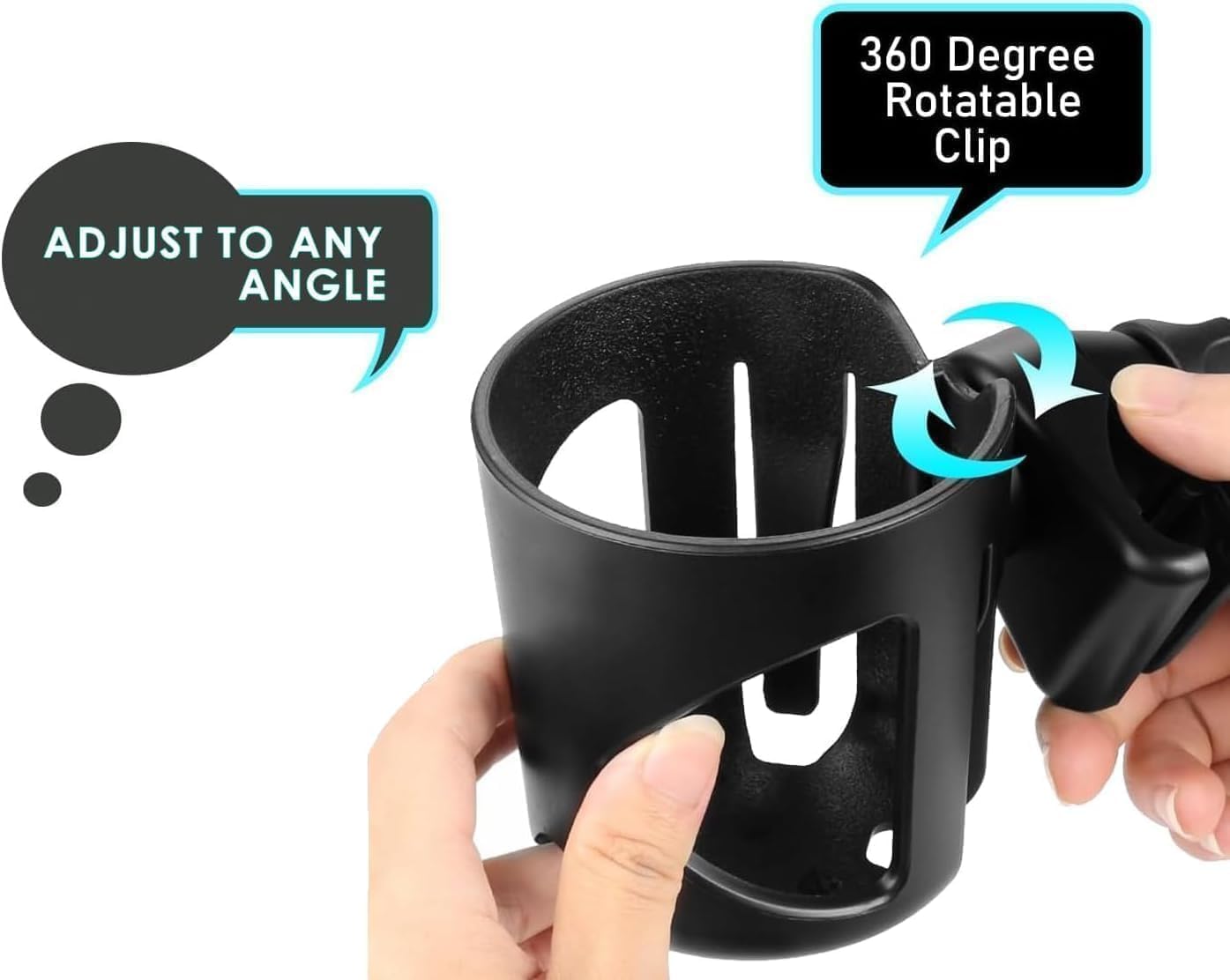 Nouveau Porte-gobelet Compatible avec Bugaboo. Un Ajustement Solide et Ultra-sécurisant. Rotation à 360 degrés. Résistant aux secousses et aux éclaboussures. (Noir)