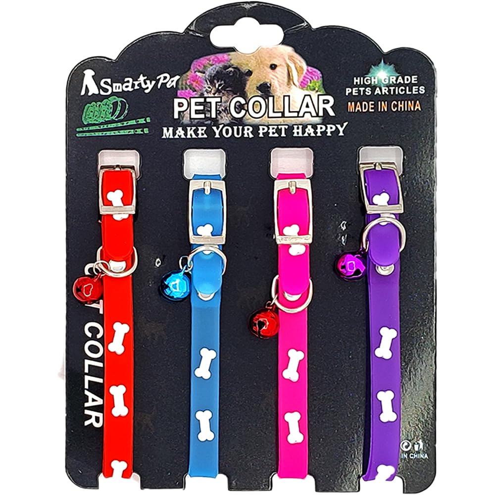 Pet Needs Adjustable Soft Silicon Safety Buckle Collar with Bell - Non-Toxic, Environment-Friendly for Small Puppy/Kitten-Pack of 4 Collar (B0C6ZWFLQD) Amazon Price History, Amazon Price Tracker