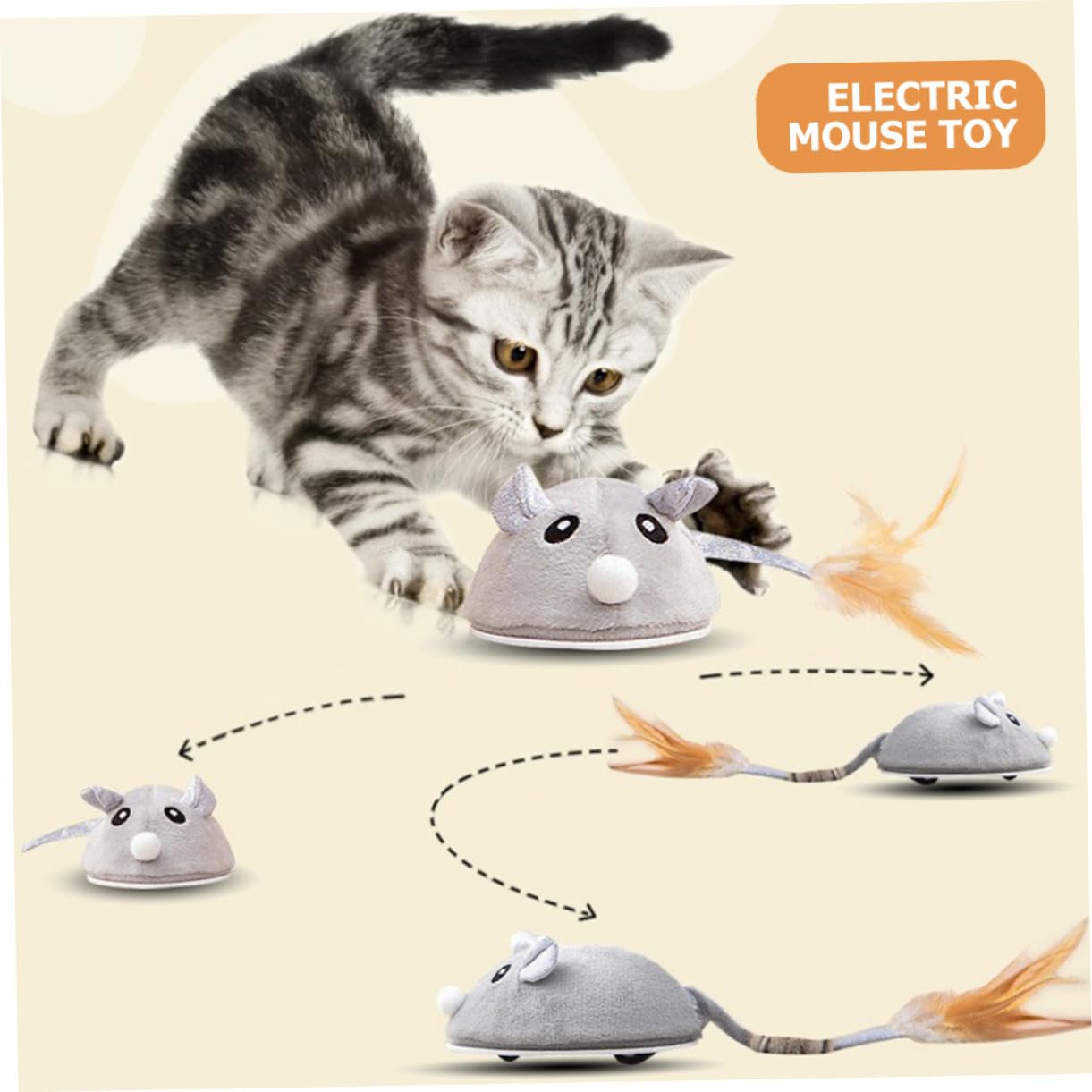 VANZACK Lot De 3 Souris Électriques Rechargeables pour Chat Jouets Dintérieur pour Chat Instincts De Chasse