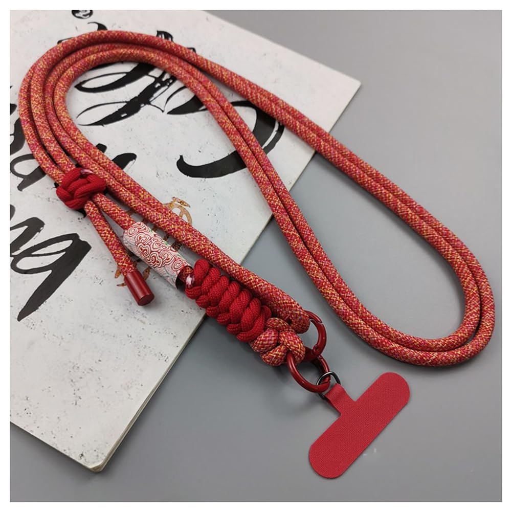 Uniwersalna smycz na telefon komórkowy, regulowana smycz do zawieszenia, pasek na telefon komórkowy z nylonu, do każdego smartfona, z łatką, uniwersalna smycz do telefonu crossbody, czerwona