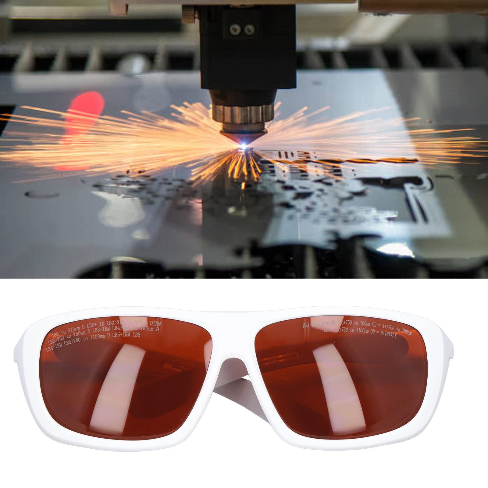 Naroote Lunettes de Protection des Yeux, Lunettes de sécurité 180-540 Nm et 750-1100 Nm, Lunettes de Longueur d'onde de Protection pour l'épilation au pour les Techniciens en Fibre