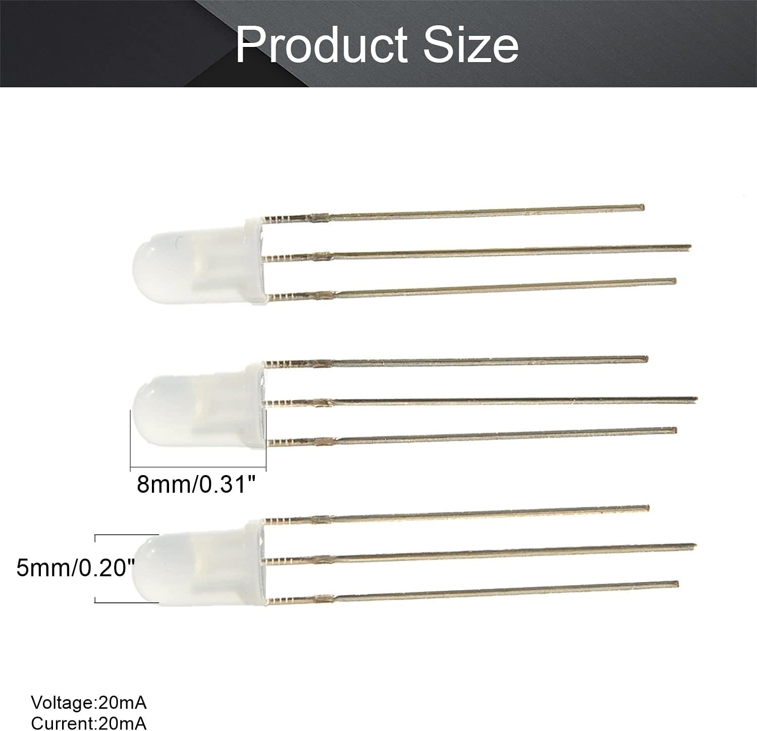 CHANZON 100 pezzi 5mm LED rosso e verde diffuso luci a diodi Anodo comune (smerigliato rotondo bicolore) Lampadine per illuminazione brillante Componenti elettronici Indicatore Diodi a emissione