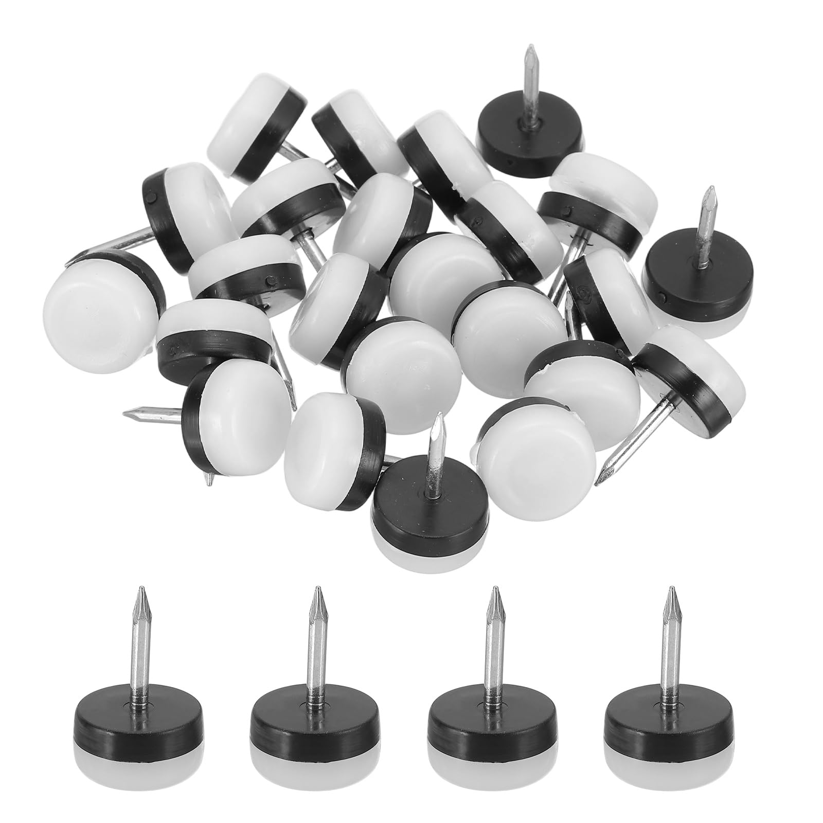 PATIKIL Furniture Sliders 18mm, 24pcs Nail on Chair Leg Floor Protectors Furniture Glider Pads for Easy Moving on Carpet Hardwood Tile, White