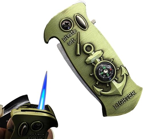 Fun Compass - Encendedor multifuncional a prueba de viento, encendedor creativo de paso, encendedor de butano recargable, inflable, fresco, regalo