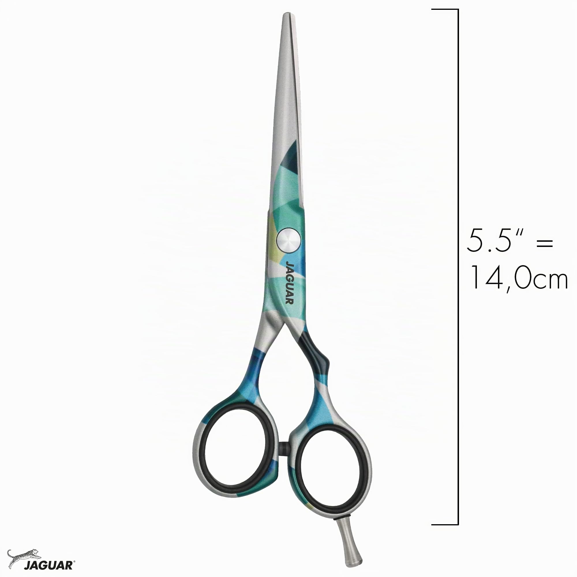 JAGUAR Haarschere JaguART IN MOTION 5.5" | ergonomische Griffstellung | Friseurschere im Offset-Design | antiallergene, resistente High-Tech-Beschichtung in Fotoqualität | Made in Germany