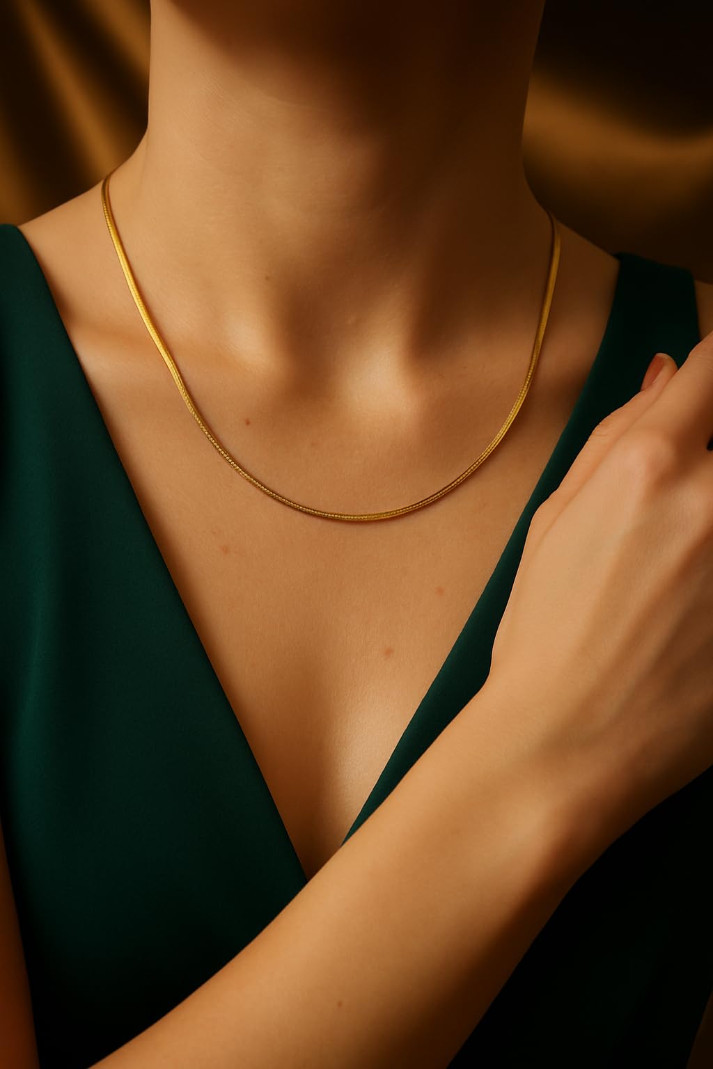 ZELYA GOLD kette 925/585 damen– Schlangenkette 3,5-4,3 mm breit, 45–60 cm Länge, collier gold- choker gold snak, goldene kette personalisiert, Echt Silber Schmuck Geschenk set