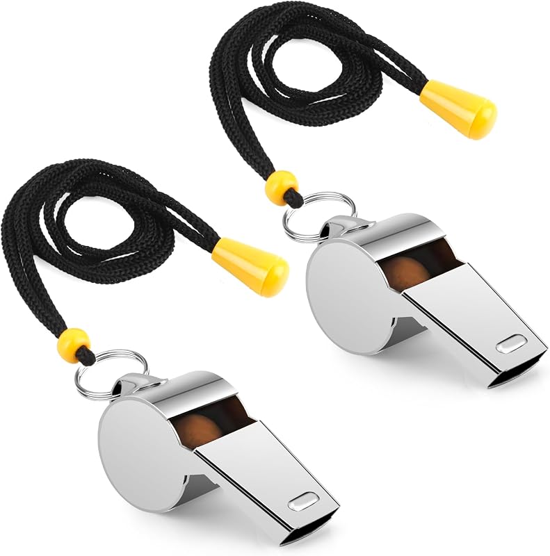 Silbato, Silbato para entrenadores, Silbato para profesores, Silbatos de acero inoxidable Silbato de entrenador con cordón Silbato de árbitro Sonido fuerte y nítido Silbato deportivo para adultos Profesores Entrenadores Árbitros Oficiales
