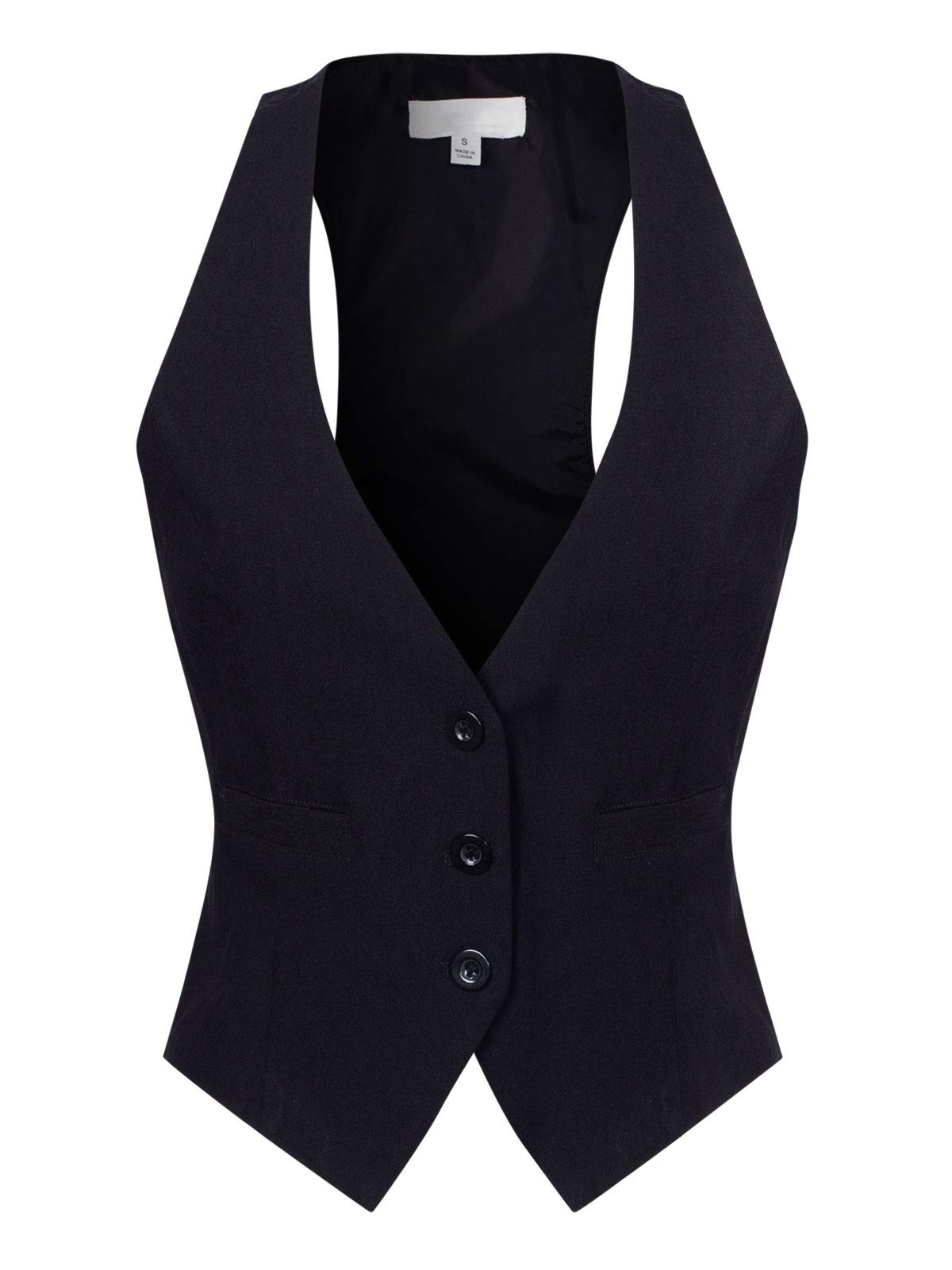 Design by Olivia Women's Dressy Casual Versatile Racerback Vest Three Button Tuxedo Suit Waistcoat