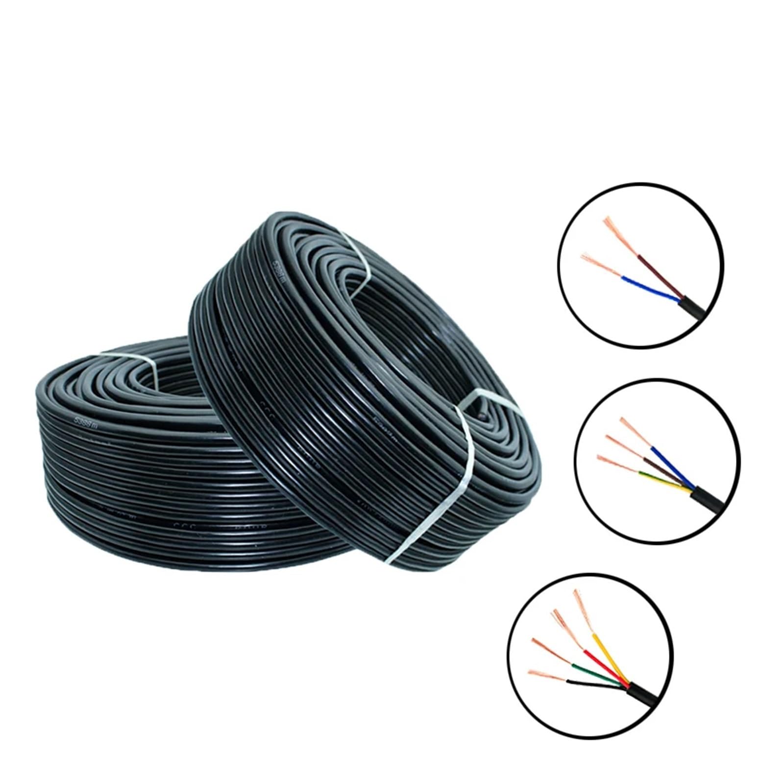 Equipos de comunicación Cable RVV de 5M, 22/20/18AWG, 2/3/4/5/6/7/8 núcleos, línea de señal de Control, Cable de cobre, Cable eléctrico de PVC forrado negro, Cable de alimentación DIY Cables y alambre