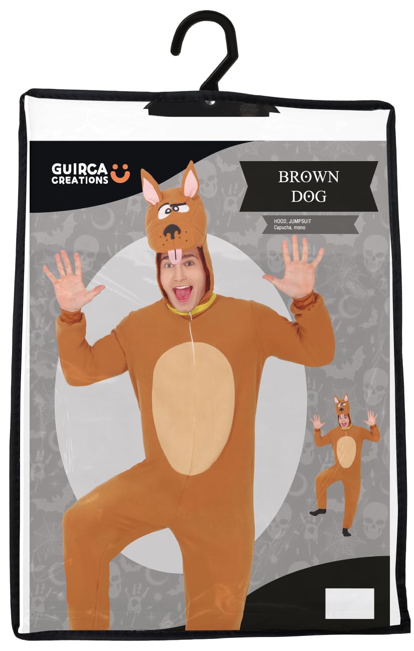 FIESTAS GUIRCA | Costume de Chien Marron pour Adulte - Cagoule, Queue et Combinaison - Costumes d'Animaux pour Halloween, Carnaval et Fêtes Costumées - Idéal pour Hommes