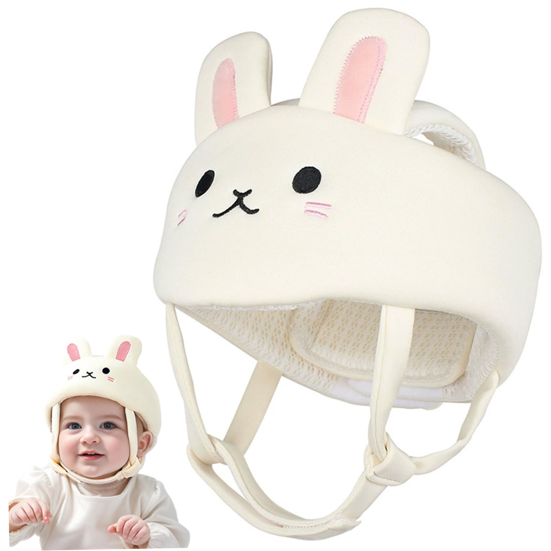Baby Safety Helmet Adjustable Anti-Collision Soft Cute Cartoon Bunny Baby Head Protector for Crawling Walking, Safety Helmet