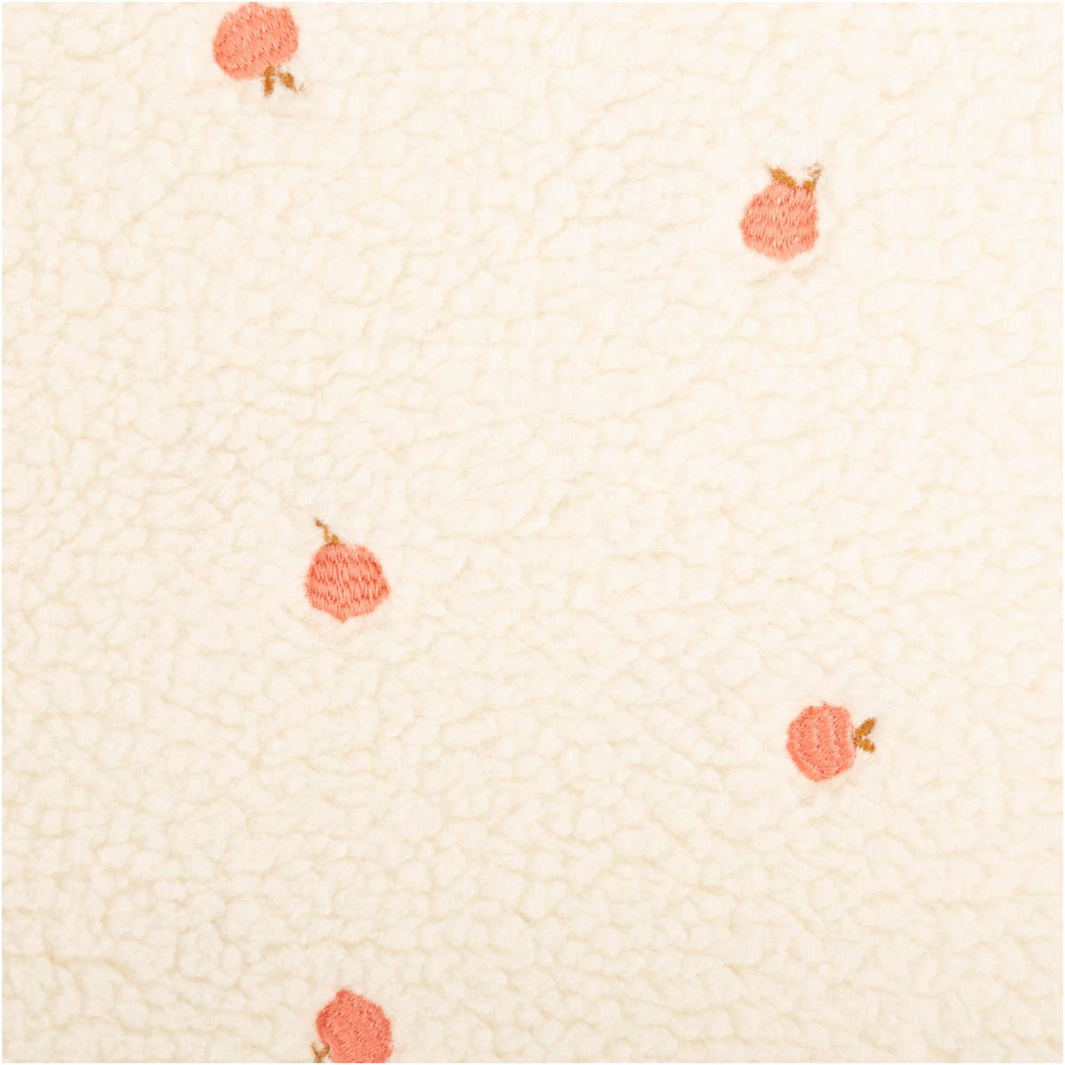 Teddy Fabric Boucle Peach Embroidery Ecru Orange 140 cm Width Sold by the Metre Ideal for Sewing & DIY (140 cm Width)