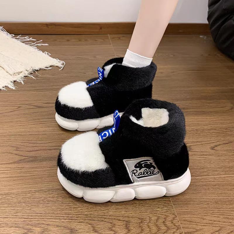 Cozy Furry Slippers for Women and Men, Comfy Warm Fleece Lined House Plush Slippers Indoor Outdoor Non Slip Fluffy Shoes3