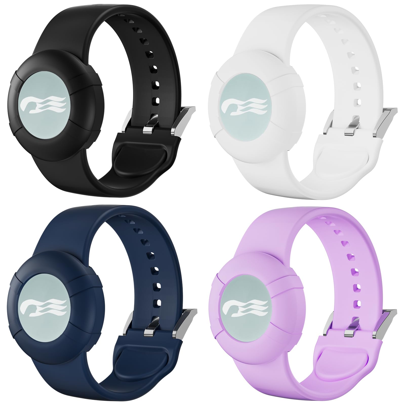 MAKCPOIMER Princess Medallion Sport Band Accessory, 3/4 Pack Silicone Wristband for Holding Carnival Ocean Medallion, fit Men Women (4P-Black+MidnightBlue+Purple+White, Small-Medium)