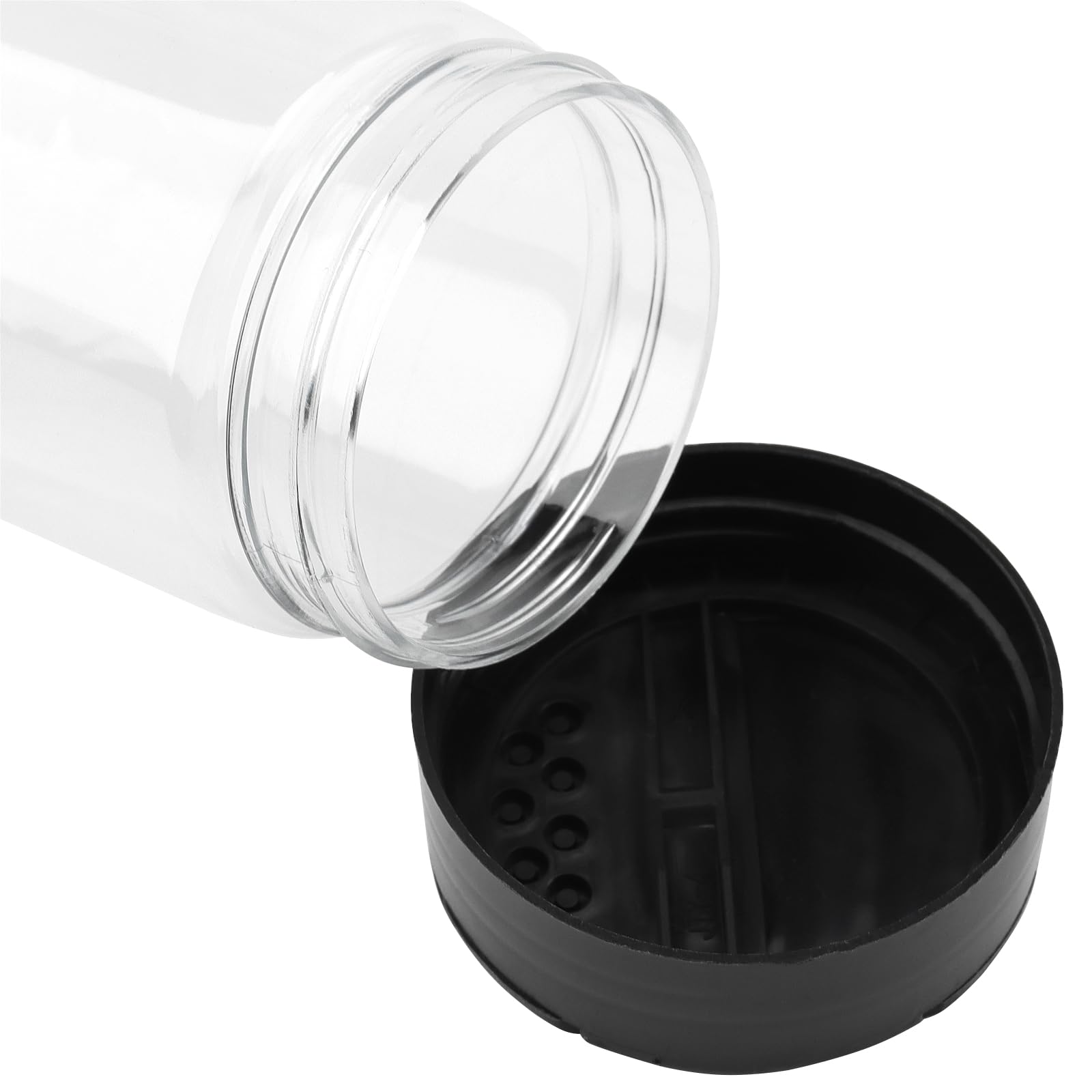 Seprendi 50 barattoli per spezie in plastica con coperchio shaker contenitori per spezie in plastica per condimenti e condimenti, 100 ml, nero