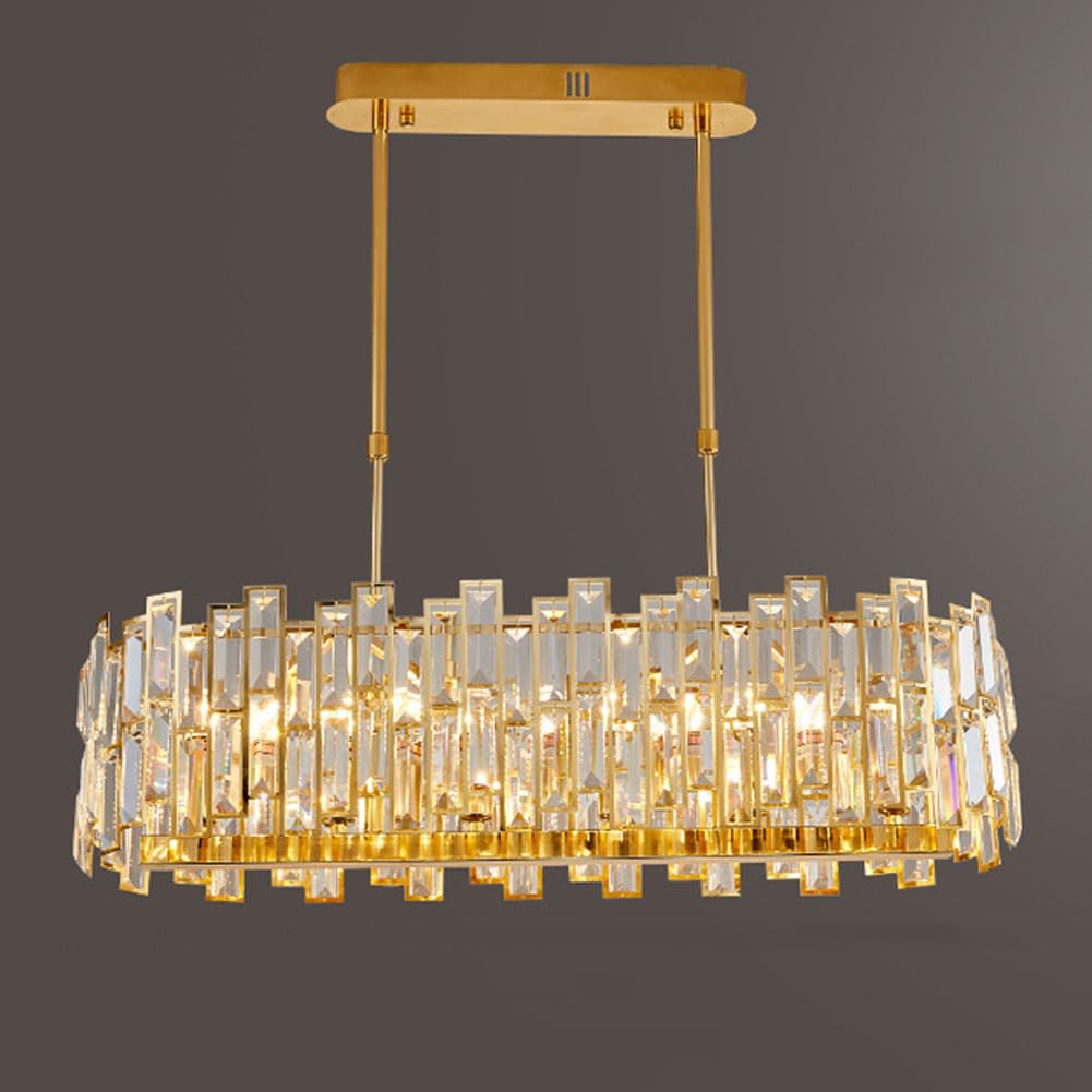 HXYSXHJUO E14 modern light luxury crystal lamp, simple living room chandelier, for bedroom dining fixtures,Oval 100CM