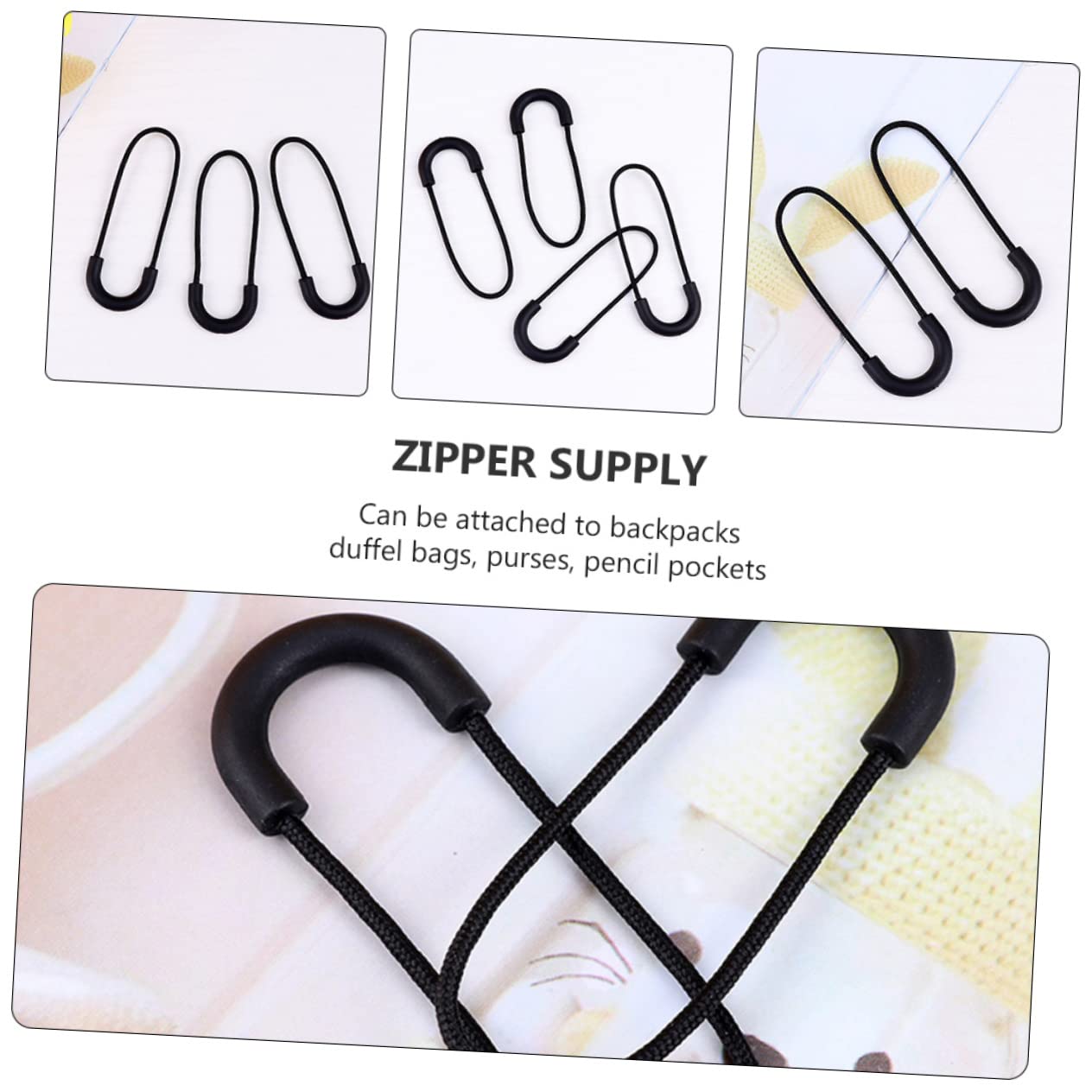 SHINEOFI 10juegos Tiradores De Cremallera Semicirculares Para Ropa y Bolsas Kit De Reparación De Zipper Color Negro Para Mochilas Maletas y Prendas De Vestir