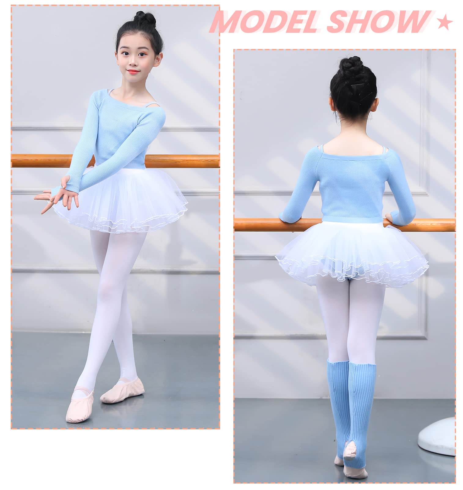 SEAUR Chaqueta de ballet para niña, de manga larga, para danza, ballet, gimnasia, yoga, jersey de baile, bolero, 98-165 cm, 2-15 años