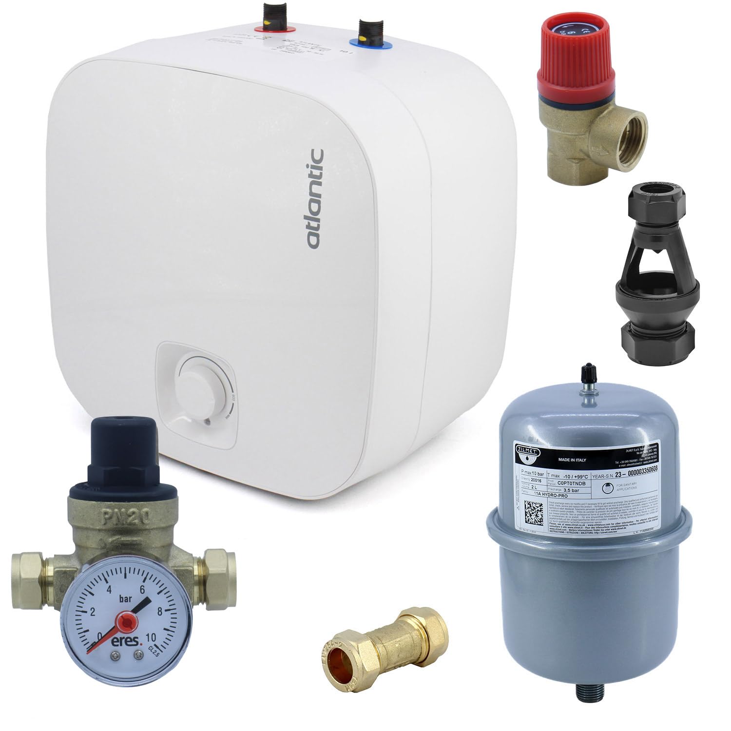 Atlantic 15L Nanto Lite Undersink 2kW Hot Water Heater AH821549 + Unvented Kits (Kit A B C D)