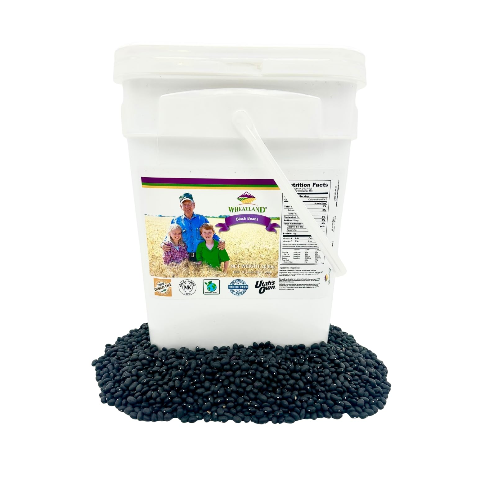 Wheatland™ Black Beans • Bulk 20lbs • Chemical Free • Turtle Beans • Farm Fresh • 25 year+ shelf life • Emergency Food Storage • Vegan • Non-GMO • Never Irradiated No desiccants • High Trust Seller • 40 Year Legacy of Prepping • 20lbs