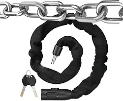 Cadeado Corrente Forte com Elos Lock Trava Para Bicicleta Moto Reforçada Sem Cabos Segredo com Chave Revestida com Tecido Poliéster (900mm)