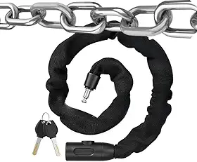 Cadeado Corrente Forte com Elos Lock Trava Para Bicicleta Moto Reforçada Sem Cabos Segredo com Chave Revestida com Tecido Poliéster (900mm)