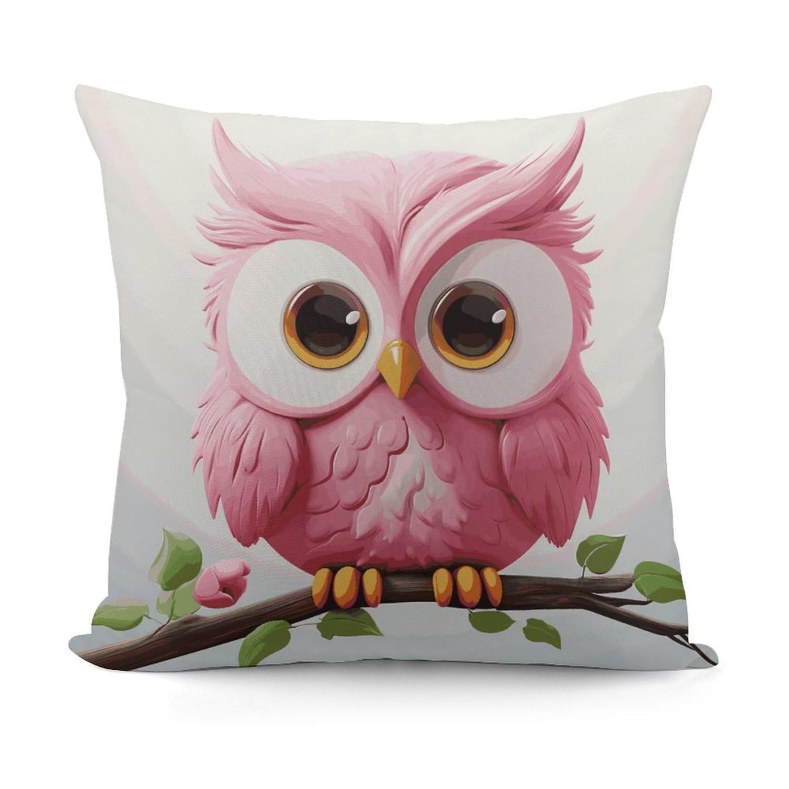 VstaDank A Pink Owl Throw Pillow Covers 18x18 Inch Soft Couch Home Decor Cushion Cover Comfortable Plush Square Cushion Case Farmhouse Decorative Pillowcase for Living Couch