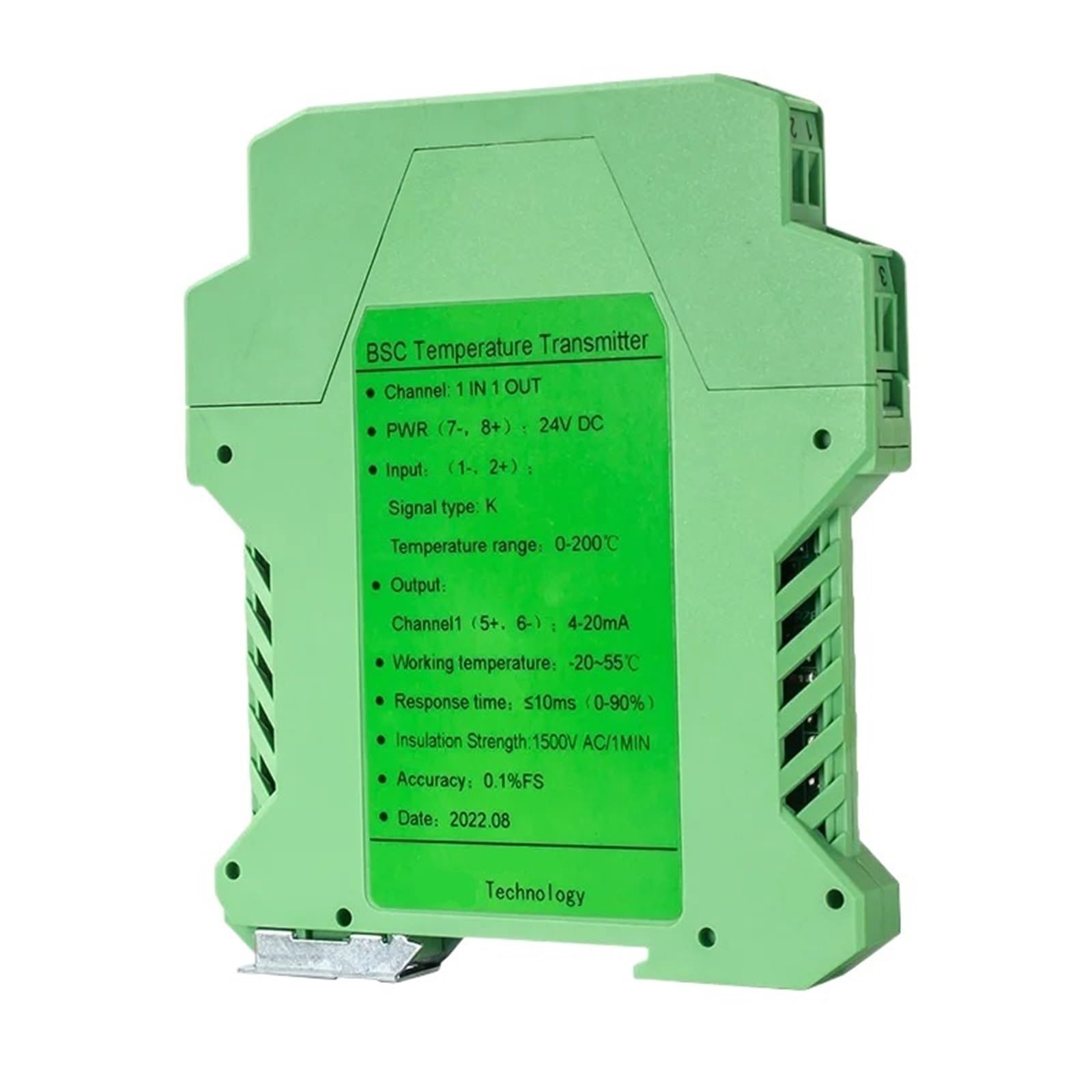 COKYIS Módulo transmisor de Temperatura de termopar Tipo K con 1 Entrada y 2 Salidas en Carril DIN, 0-1300 ℃, 4 20 mA, 0-5 V, 10 V de Salida(K 0-1300 RS485)