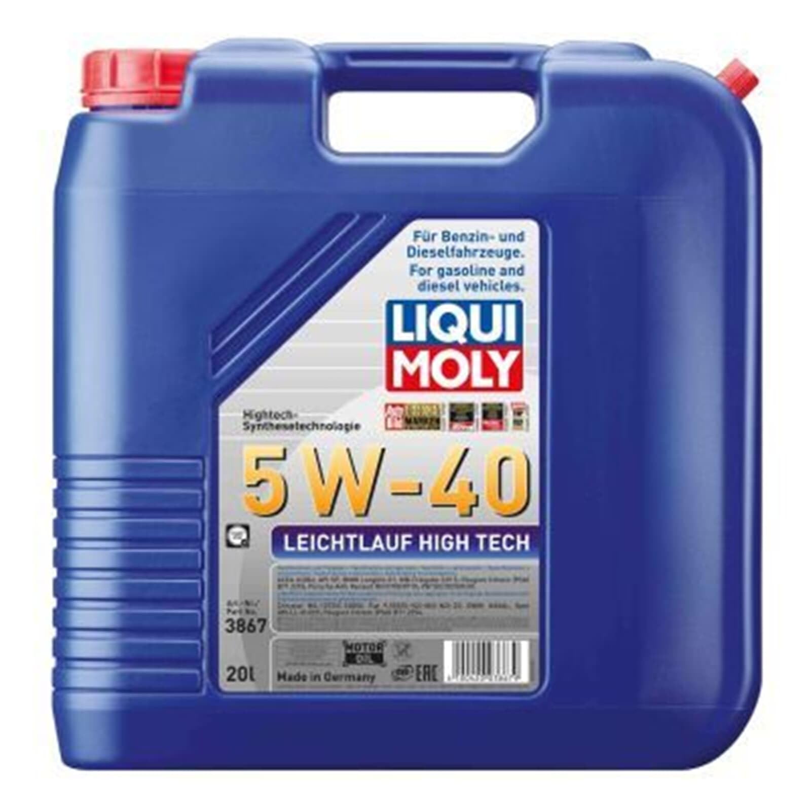 Liqui Moly Leichtlauf High Tech 5W-40 | 20 L | Synthesetechnologie Motoröl | Art.-Nr.: 3867 | 3867, Leichtlauf High Tech 5W-40