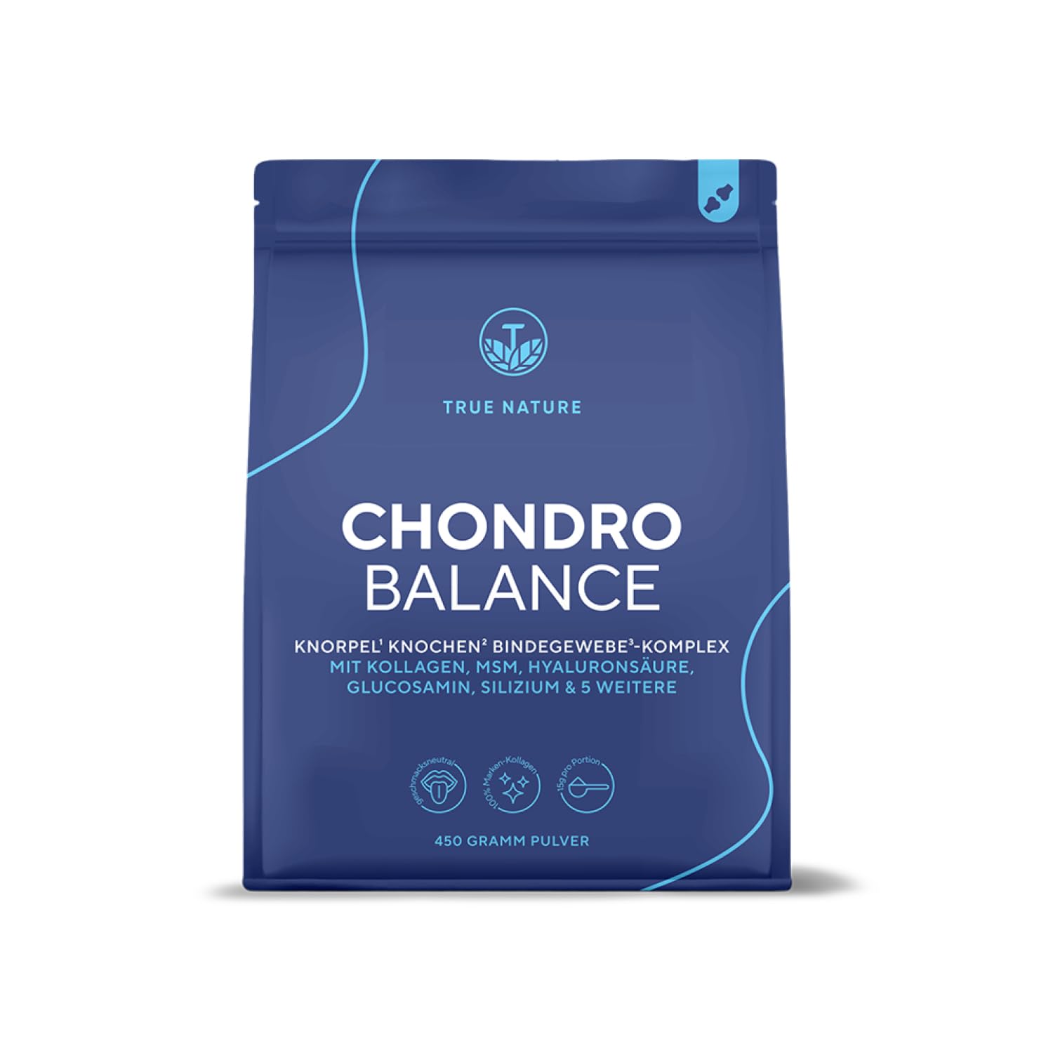 Chondro Balance Gelenk Komplex Pulver – 10.000 mg SOLUGEL® Kollagen, 3.000 mg MSM, Glucosamin & Hyaluronsäure – 450 g für 30 Tage – True Nature
