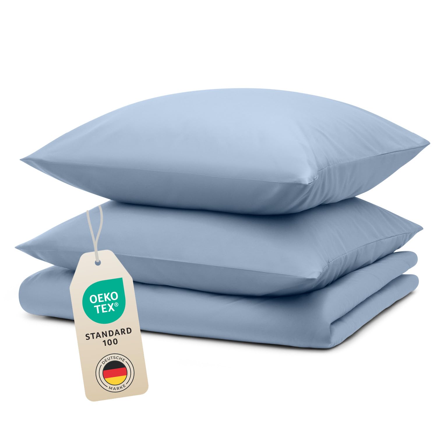 Blumtal Bettwäsche 200x200cm + 2X 50x75cm Kopfkissenbezug - Oeko-TEX zert. Mikrofaser Bettwäsche Set - Mikrofaser Bettbezug bis 95 °C - Deckenbezug + Kissenbezug 3-teilig - Sommerbettwäsche Anthrazit