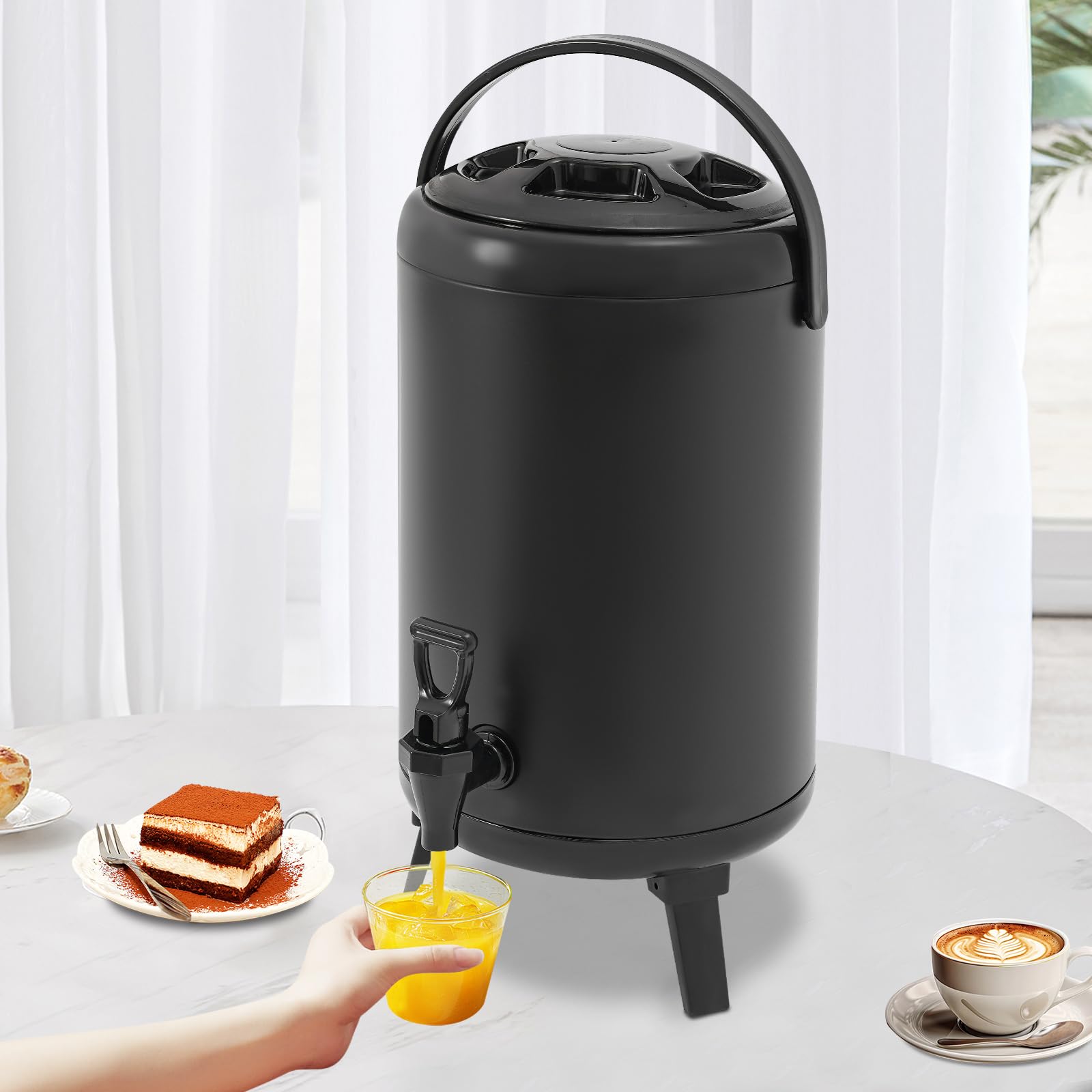 Distributeur de boisson isolé, récipient isotherme de 10 l, distributeur de boissons froides 4-8 h, distributeur de boissons en acier inoxydable 110 ℃ avec robinet à ressort, carafe à café